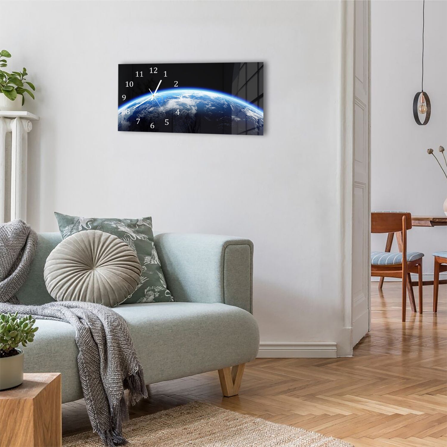 Wanduhr 60x30 - Planet Erde