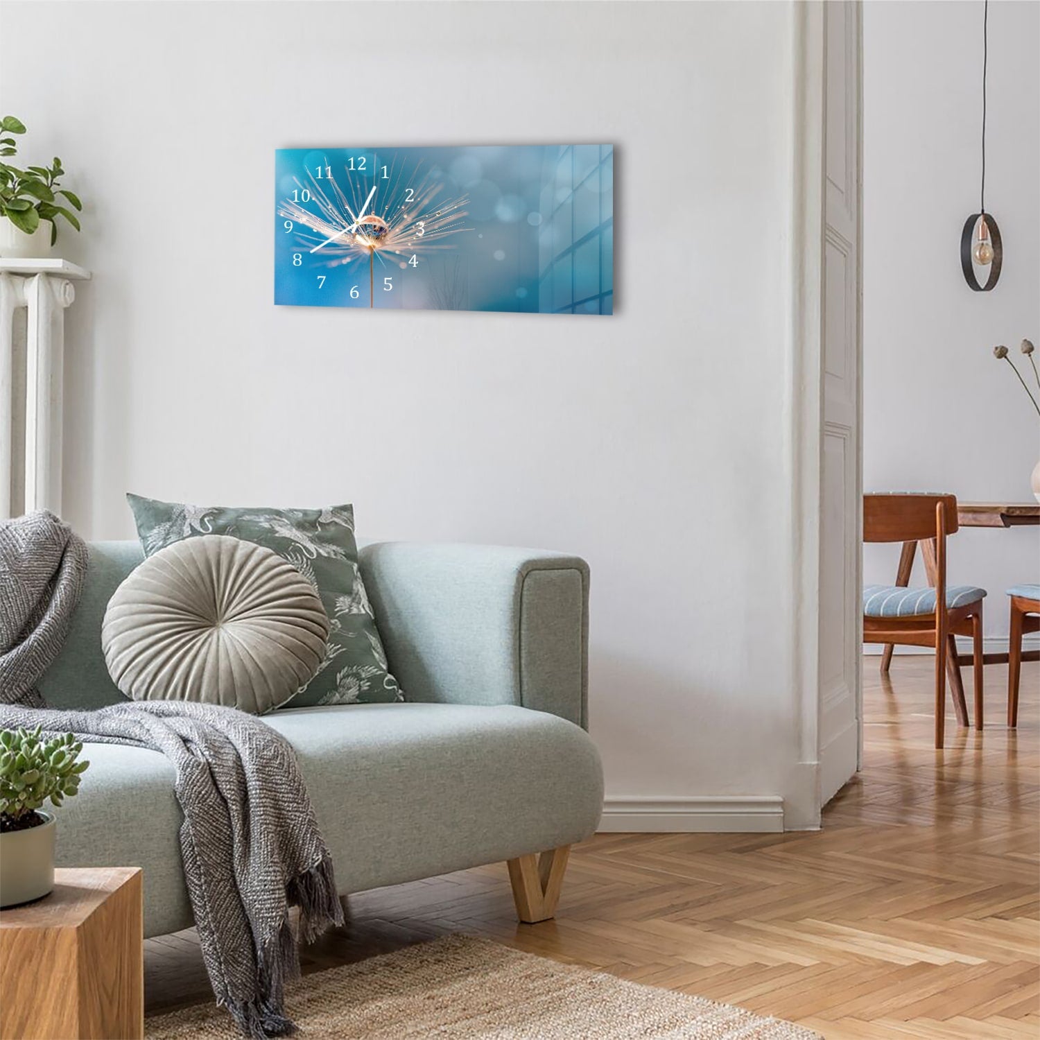 Wanduhr 60x30 - Nasser Löwenzahn