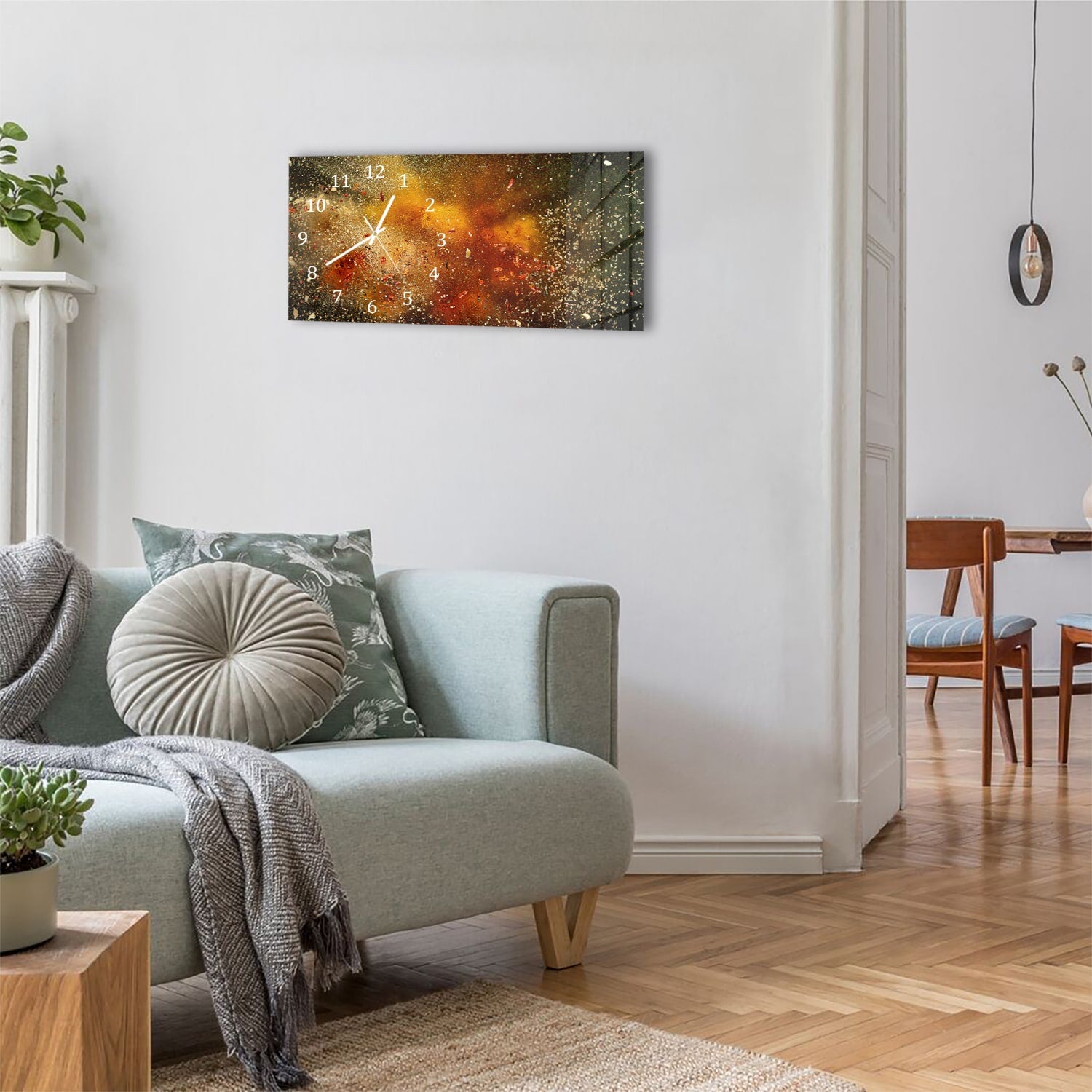 Wanduhr 60x30 - Kräuterexplosion