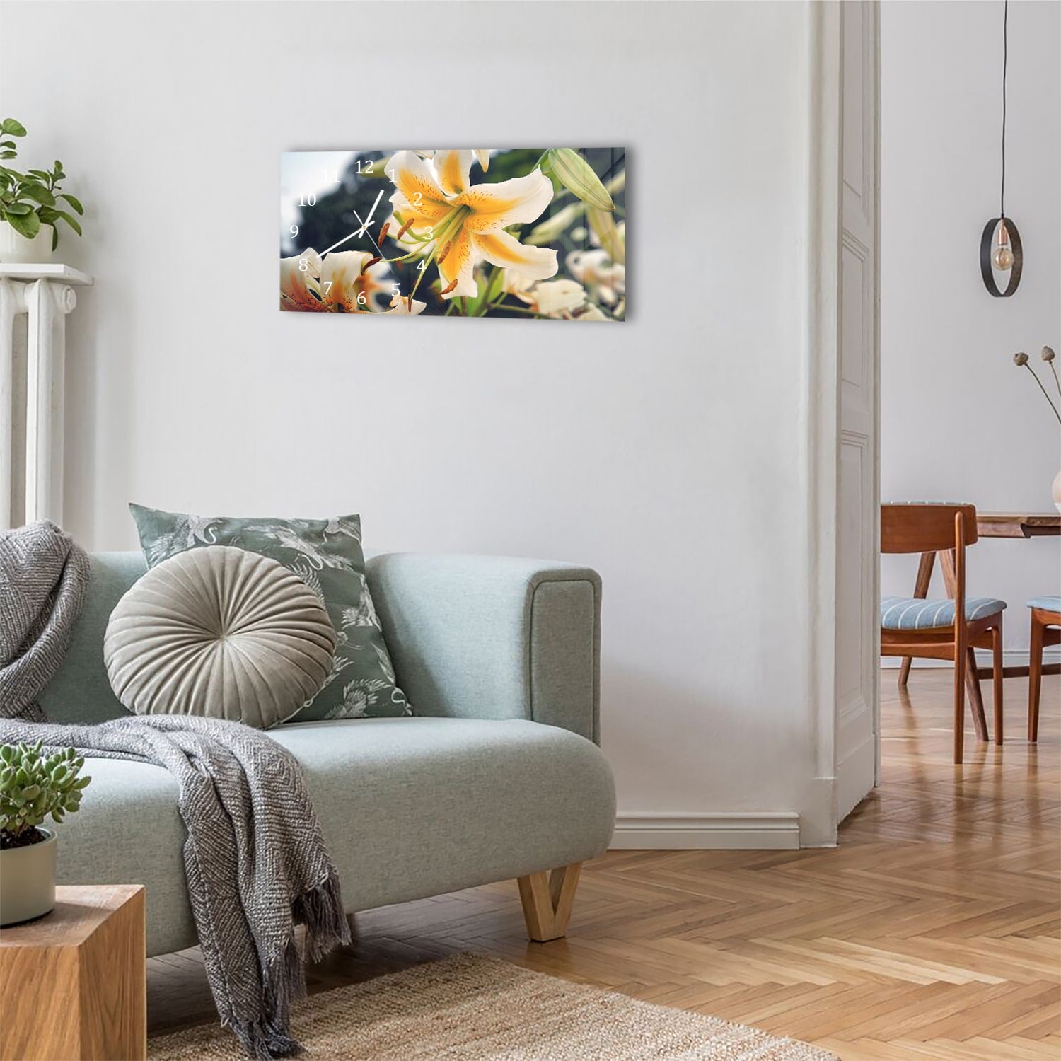Wanduhr 60x30 - Sommerlilie