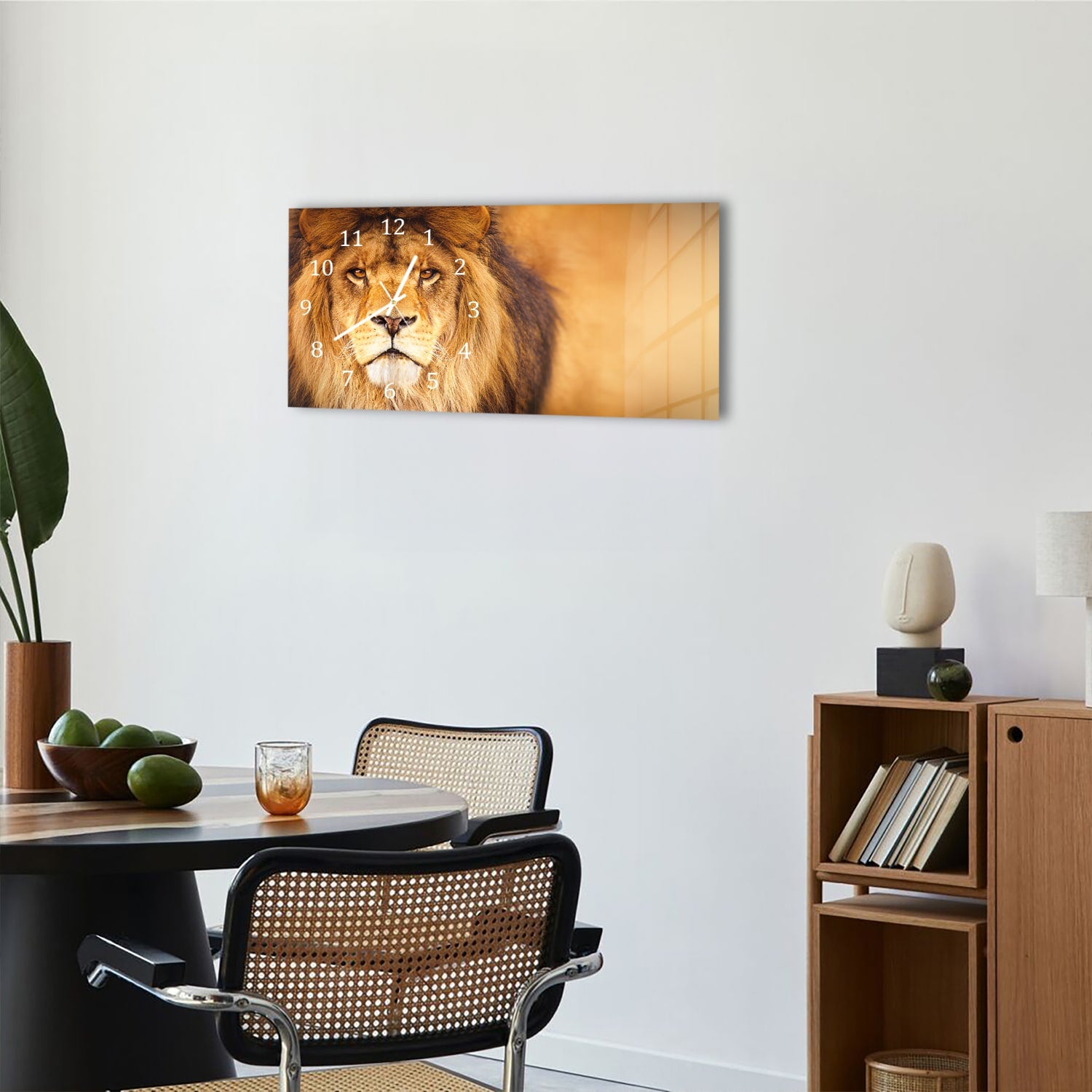 Wanduhr 60x30 - Afrikanischer Löwe