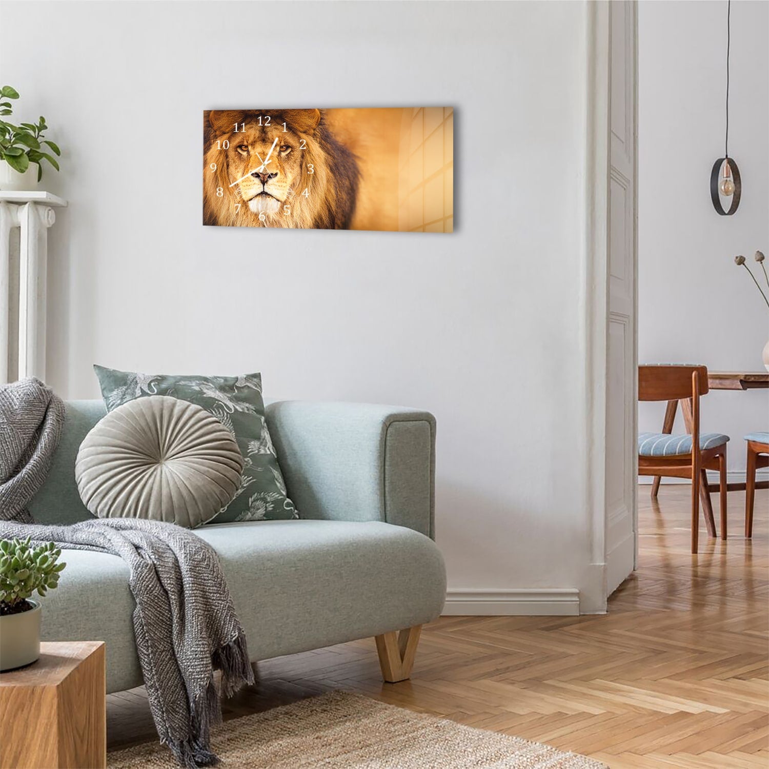 Wanduhr 60x30 - Afrikanischer Löwe