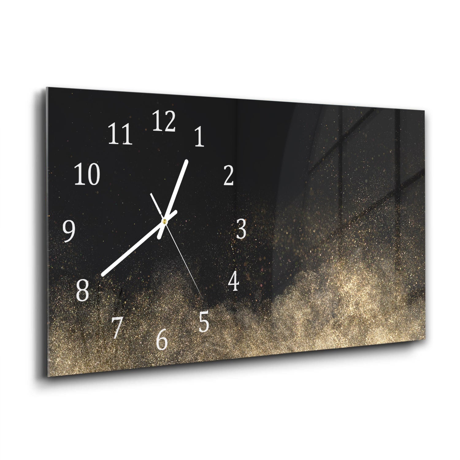 Wanduhr 60x30 - Goldenes Glitzerpulver