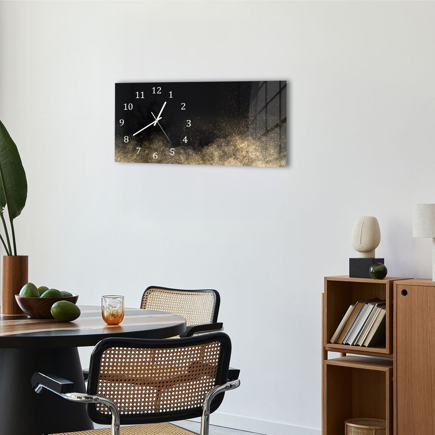 Wanduhr 60x30 - Goldenes Glitzerpulver