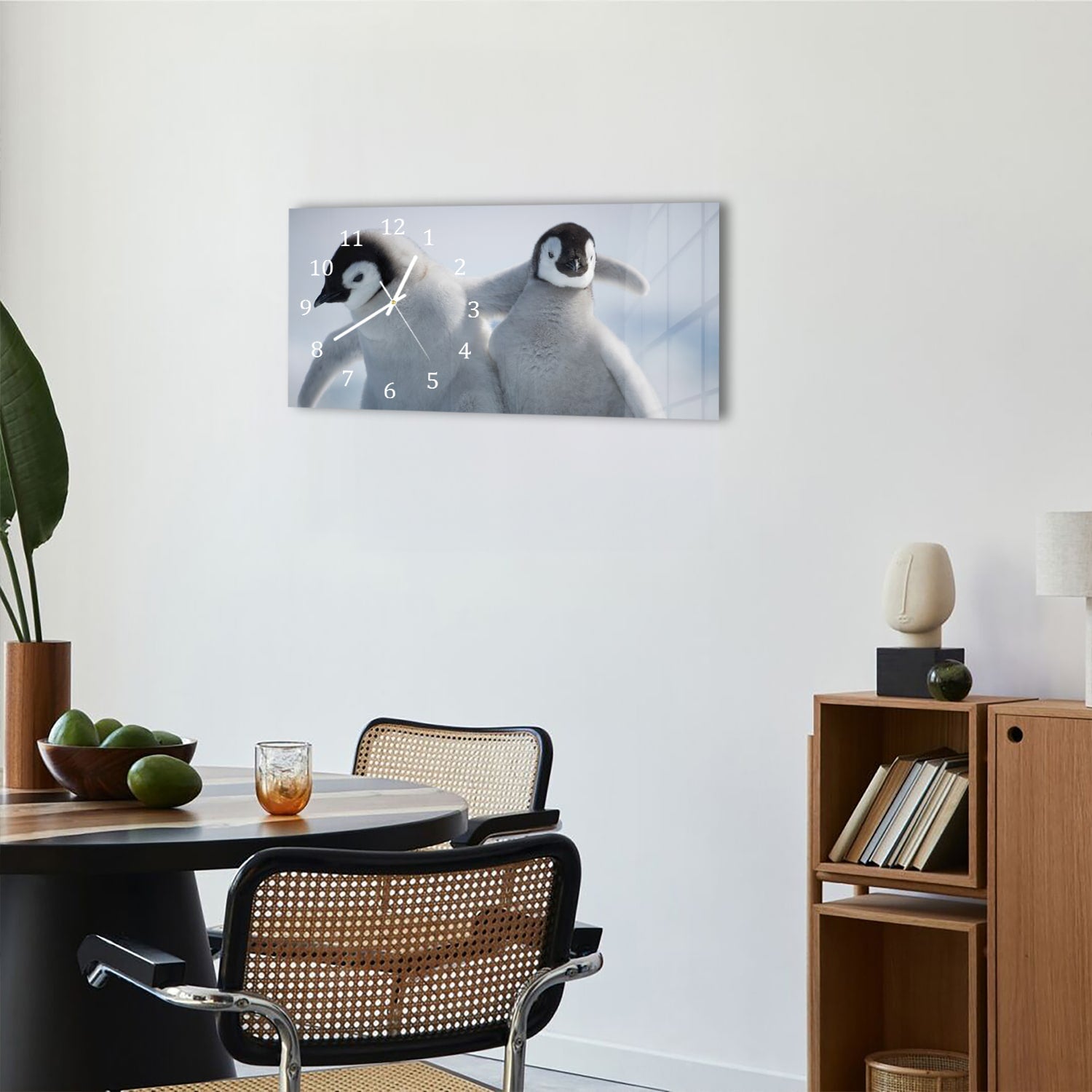 Wanduhr 60x30 - Kaiserpinguin-Küken