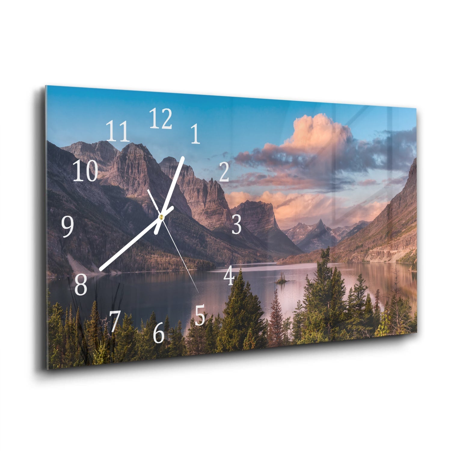Wanduhr 60x30 - See in den Rocky Mountains