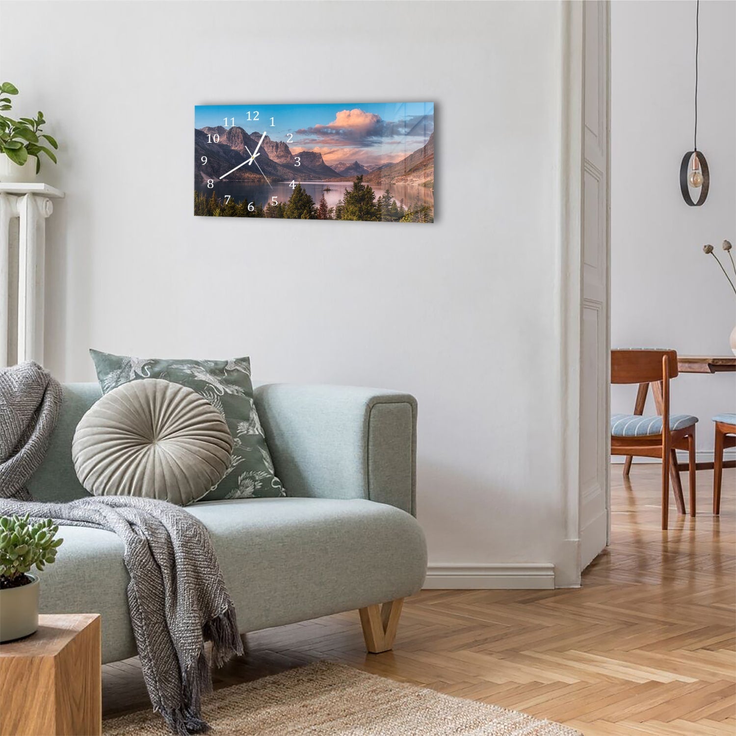 Wanduhr 60x30 - See in den Rocky Mountains