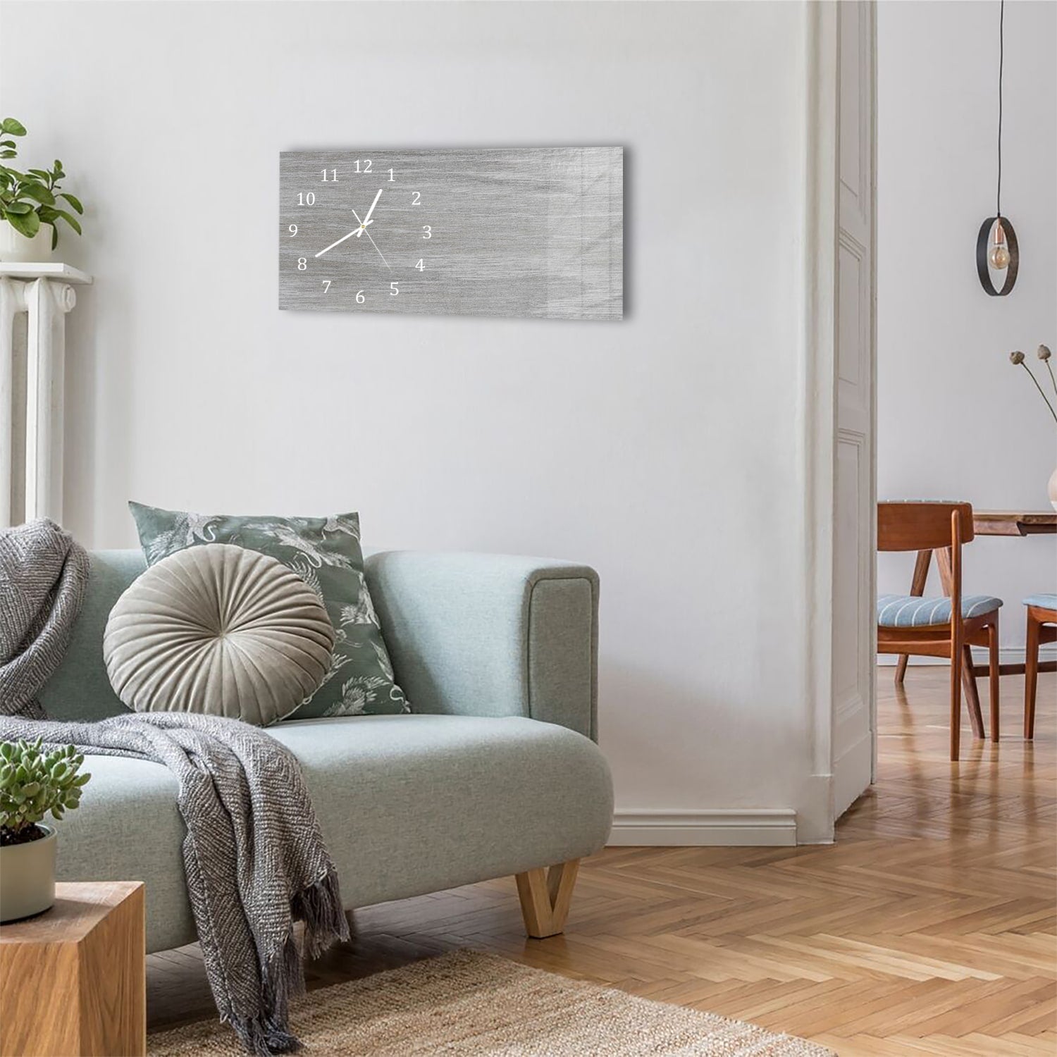 Wanduhr 60x30 - Graues Holz Nahaufnahme