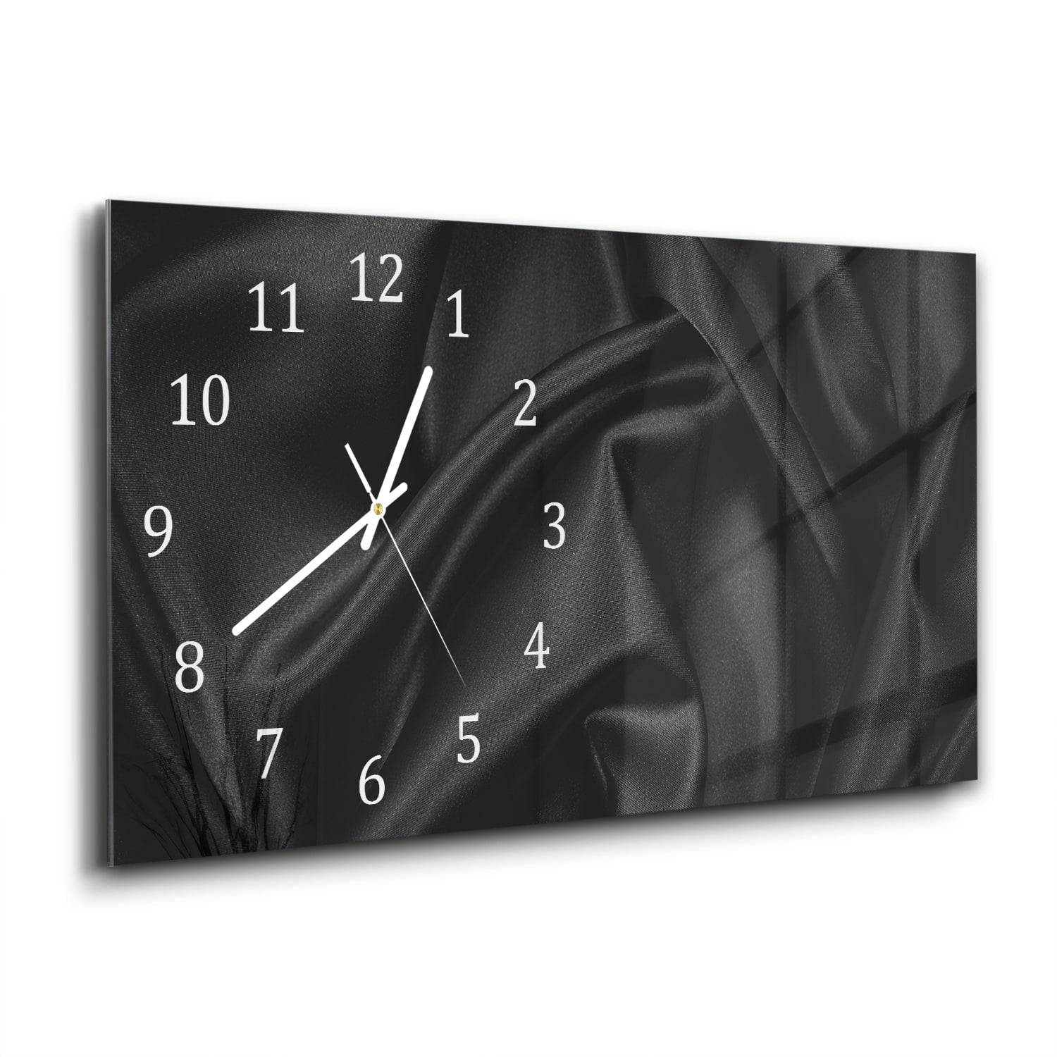 Wanduhr 60x30 - Schwarze Seidensatin-Textur