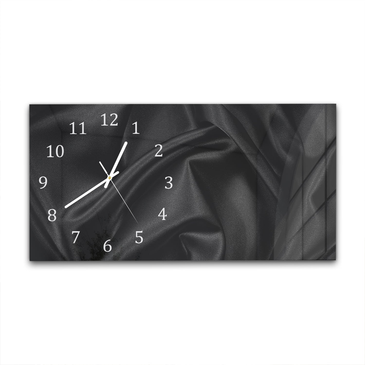 Wanduhr 60x30 - Schwarze Seidensatin-Textur