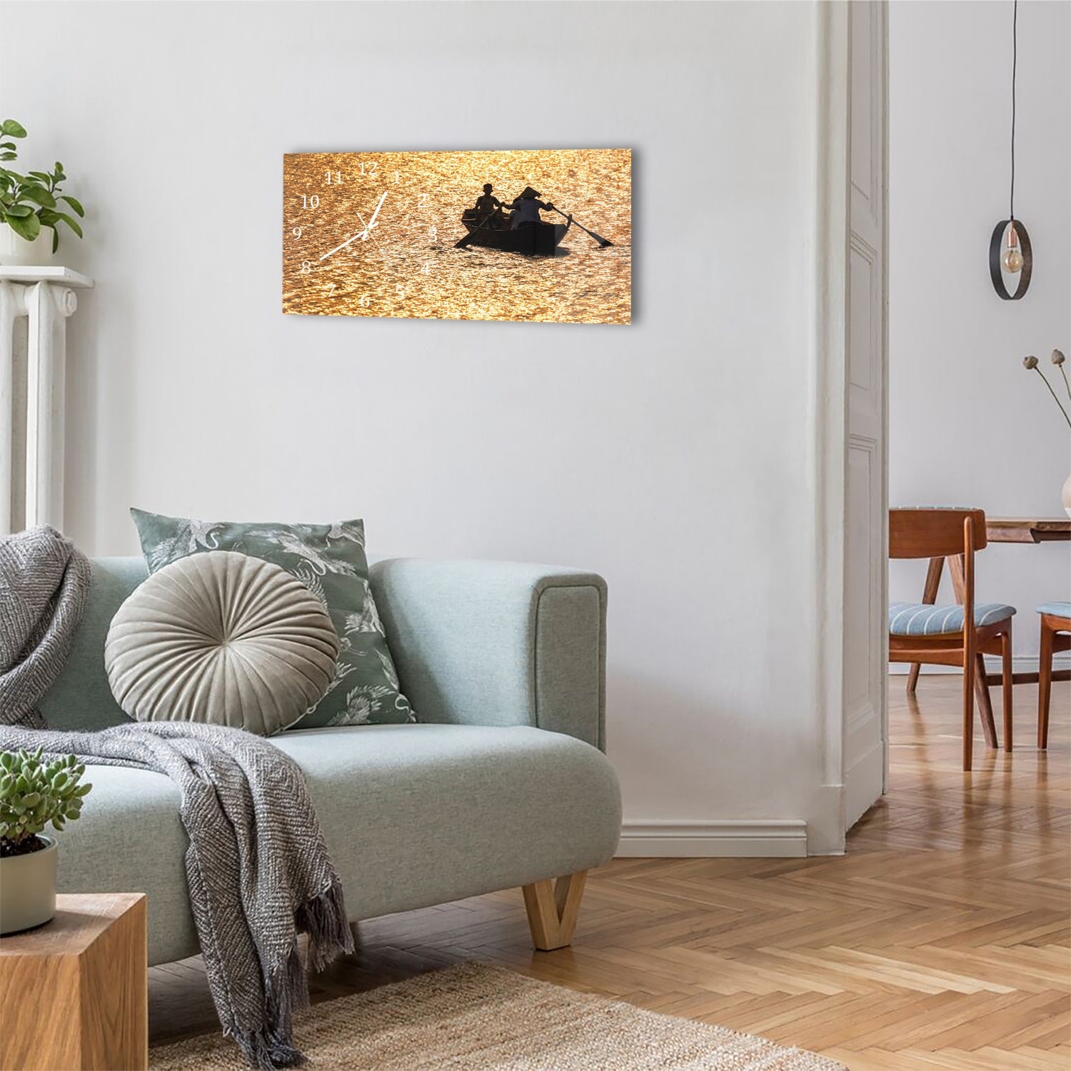 Wanduhr 60x30 - Segeln bei Sonnenuntergang