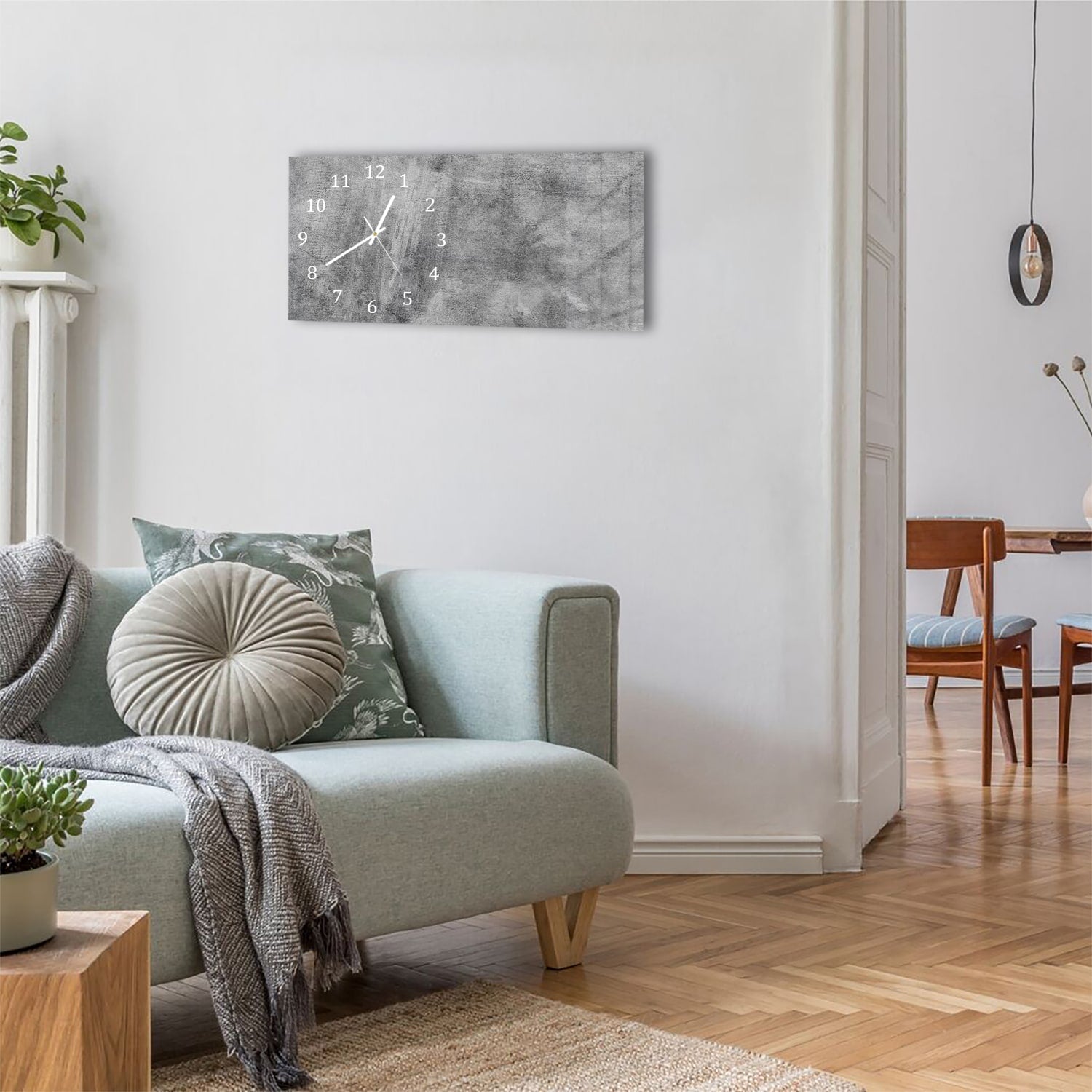 Wanduhr 60x30 - Graue Wand