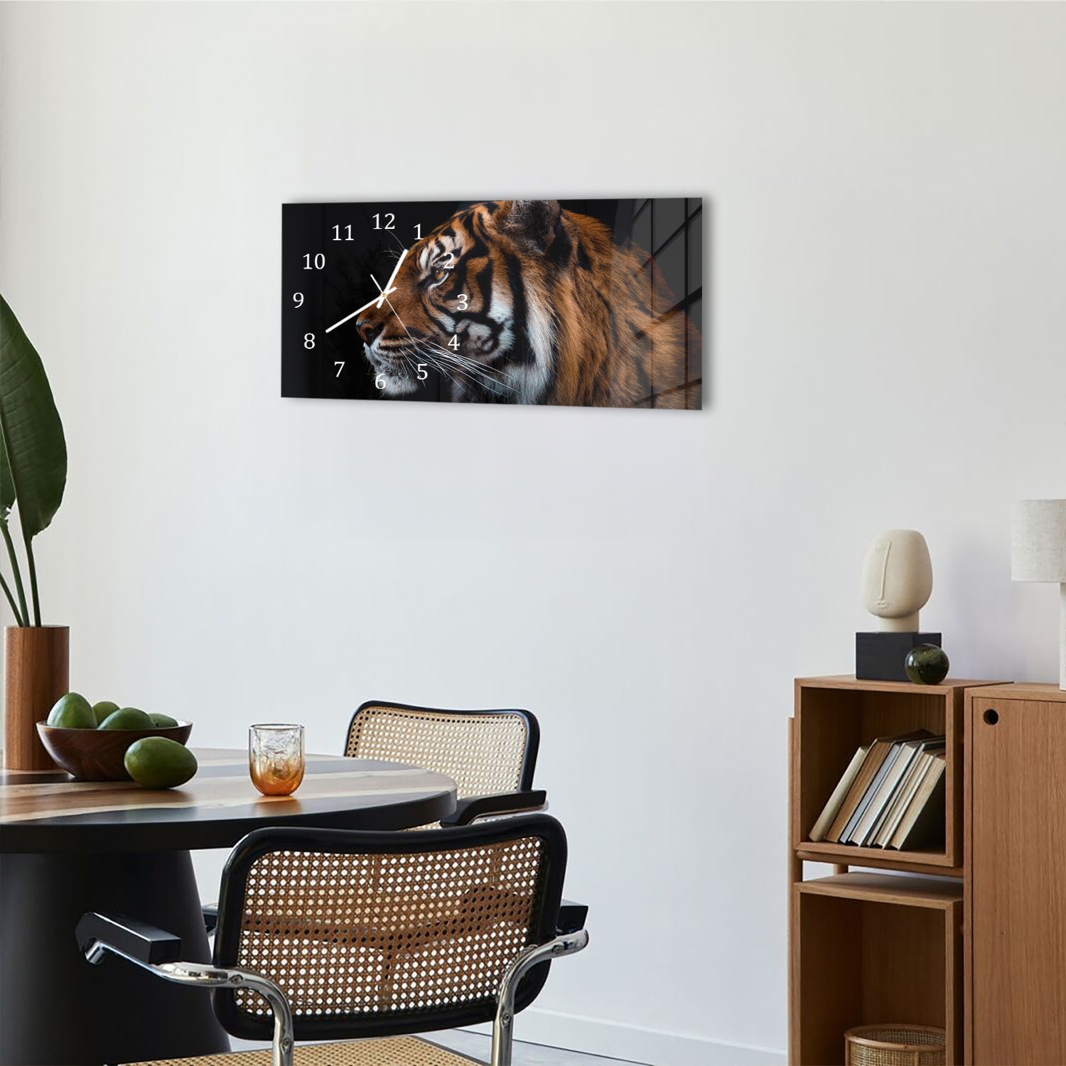 Wanduhr 60x30 - Tiger-Seitenporträt