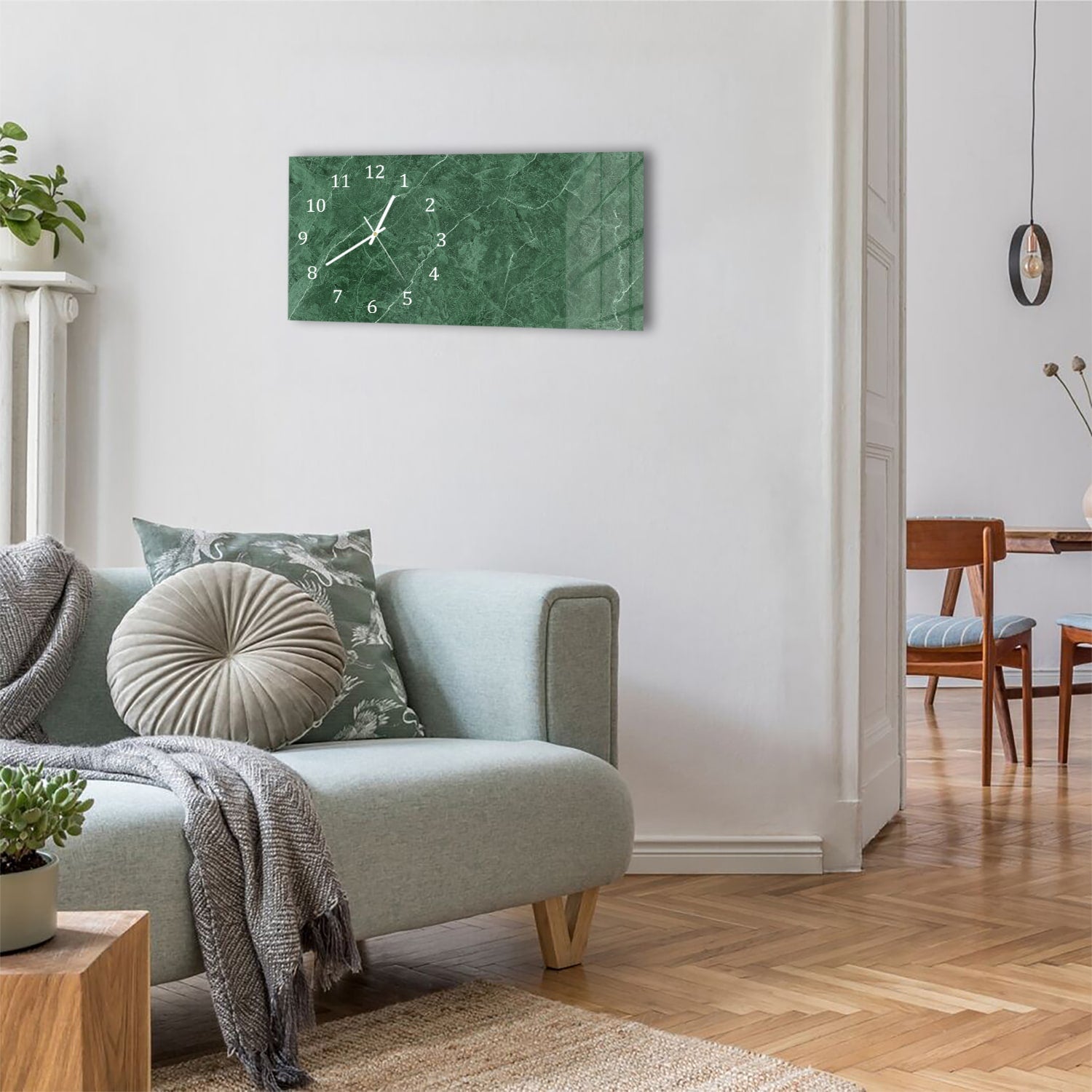 Wanduhr 60x30 - Grüner Marmor
