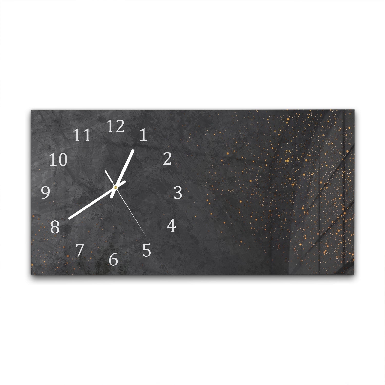 Wanduhr 60x30 - Schwarze Textur mit goldenen Partikeln