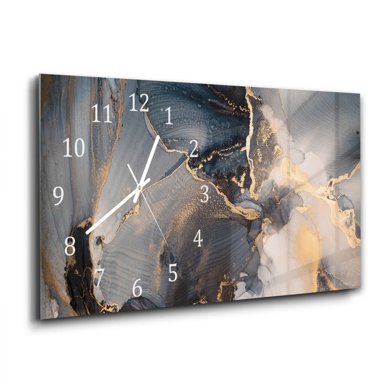 Wanduhr 60x30 - Schwarz-Gold-abstrakte Kunst