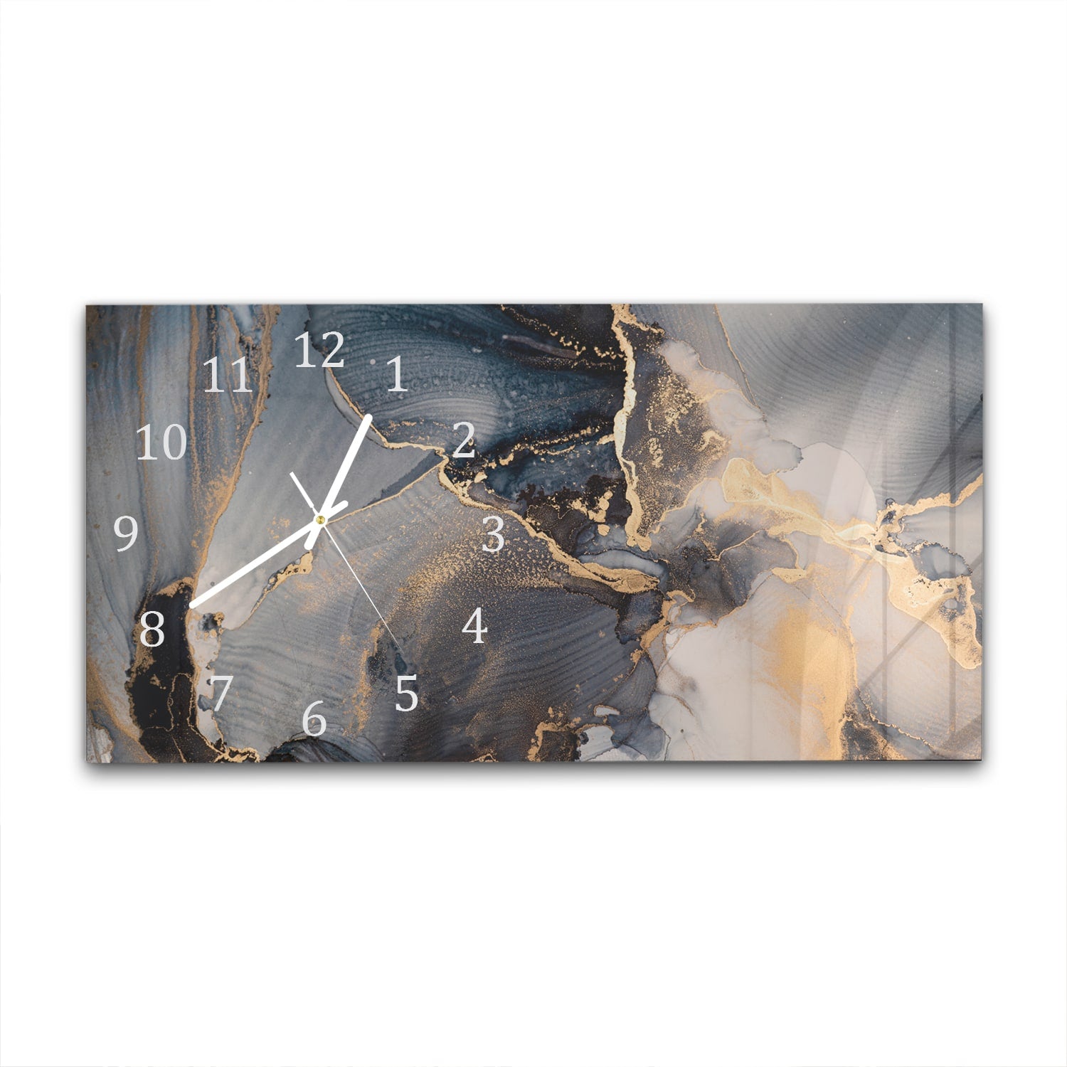 Wanduhr 60x30 - Schwarz-Gold-abstrakte Kunst