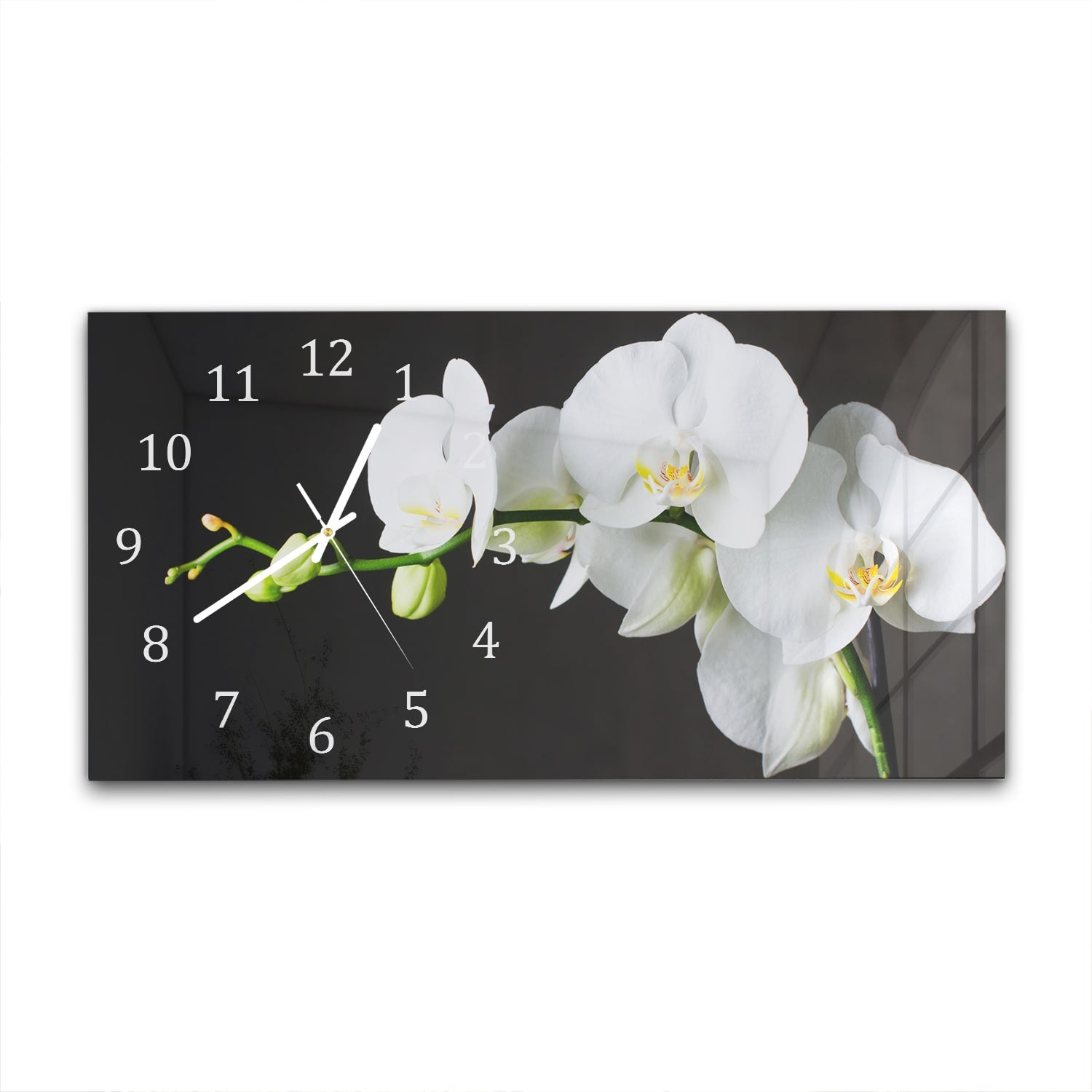 Wanduhr 60x30 - Weiße Orchideen