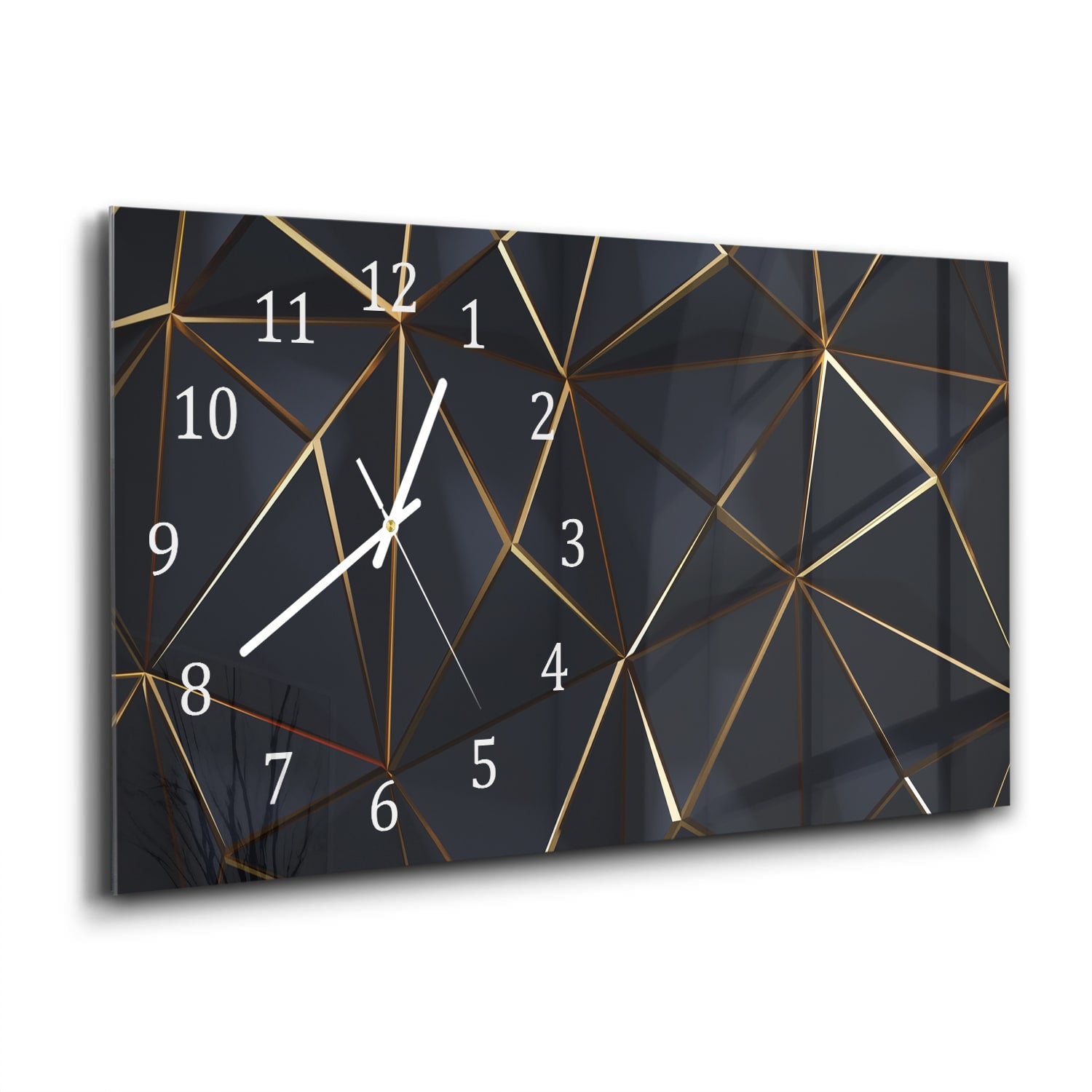 Wanduhr 60x30 - Schwarz-goldene geometrische Formen
