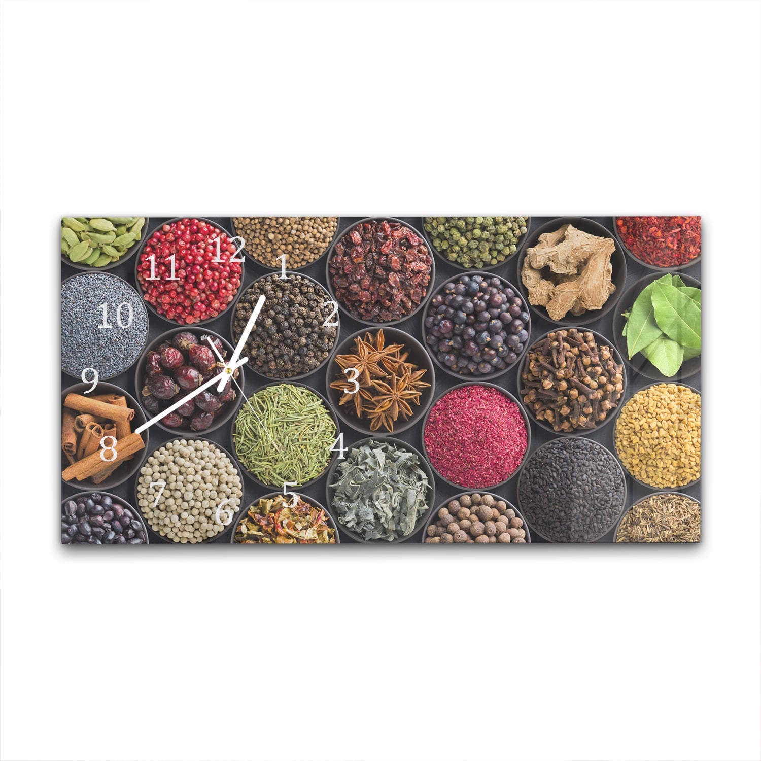 Wanduhr 60x30 - Bunte Kräuter