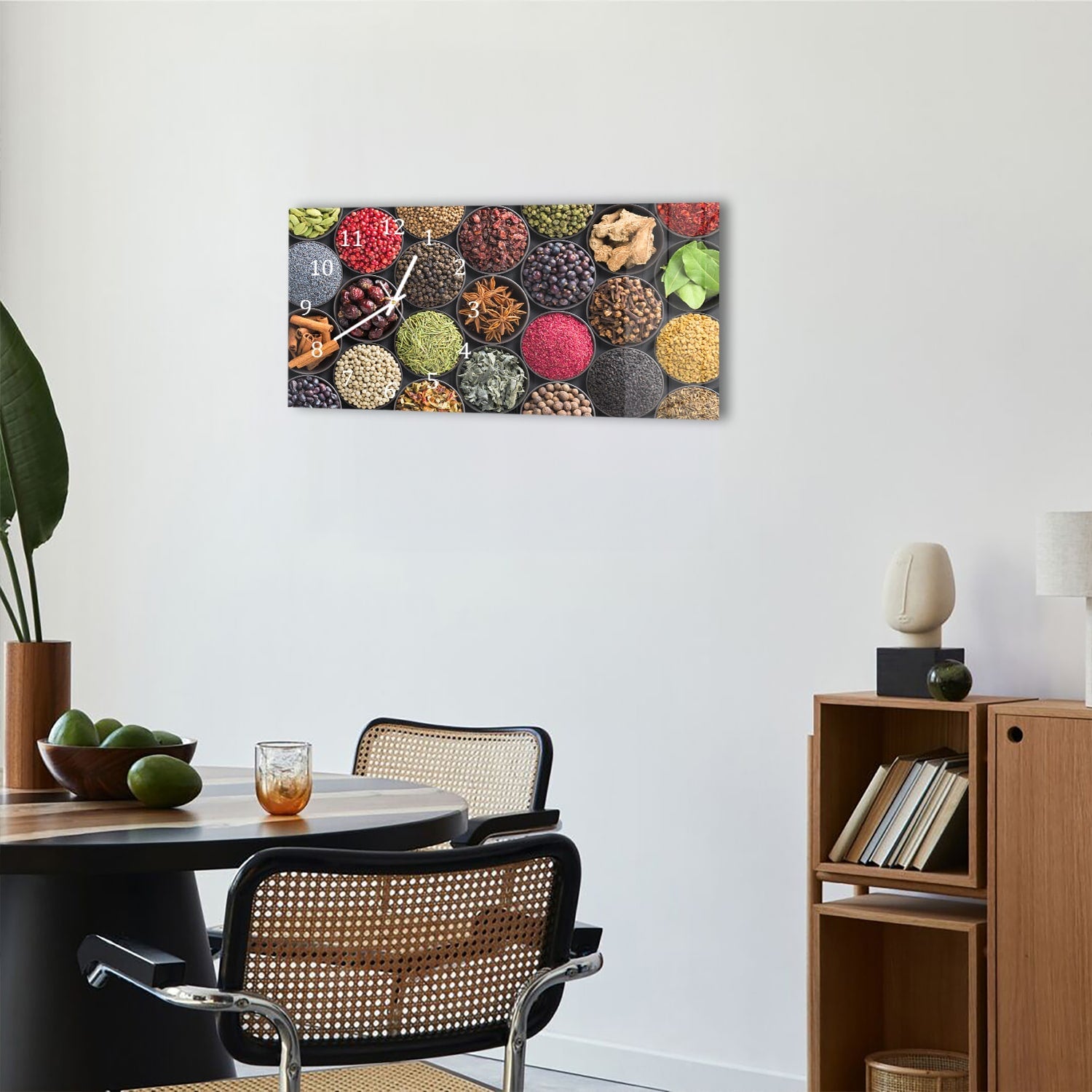 Wanduhr 60x30 - Bunte Kräuter