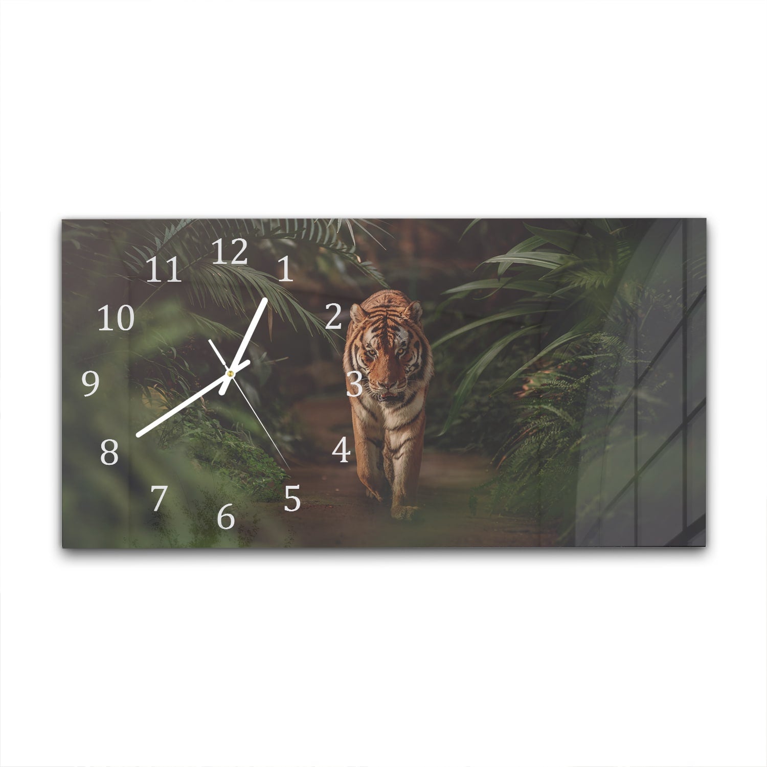 Wanduhr 60x30 - Tiger im Wald