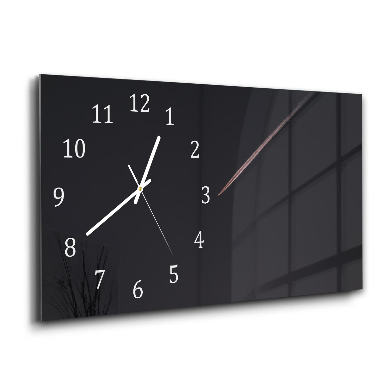 Wanduhr 60x30 - Flugzeug in der Nacht