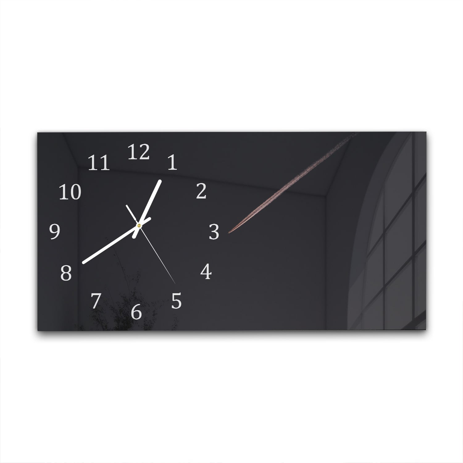 Wanduhr 60x30 - Flugzeug in der Nacht