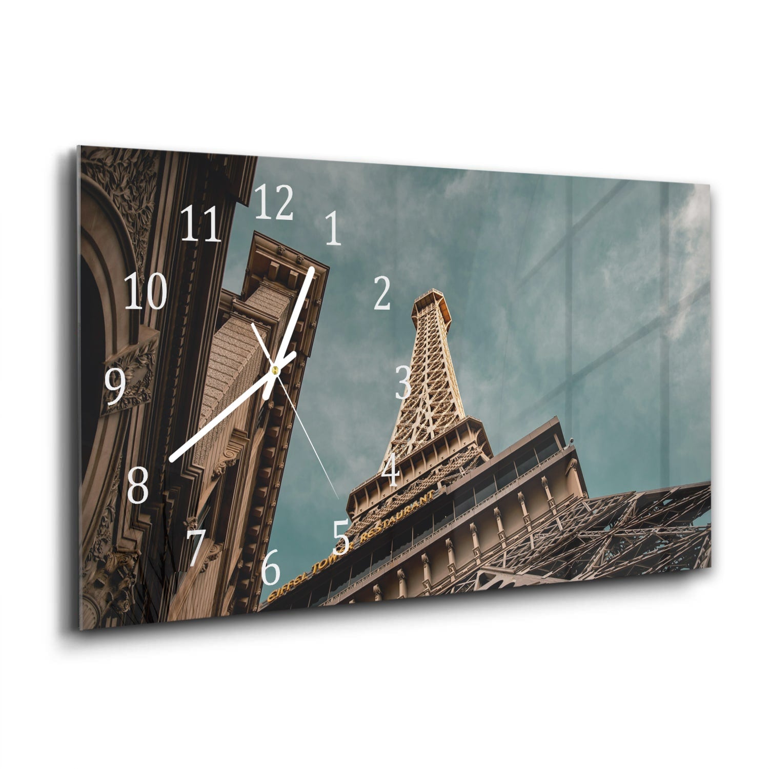 Wanduhr 60x30 - Eiffelturm von unten