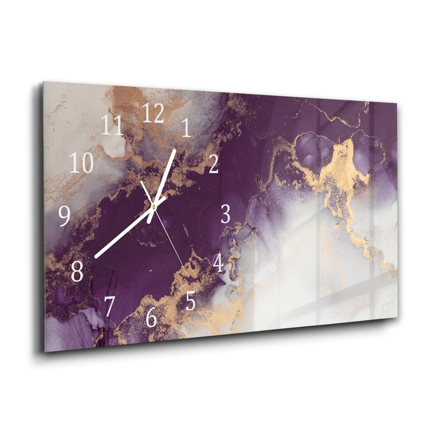 Wanduhr 60x30 - Luxuriöser Rot-Gold-Marmor