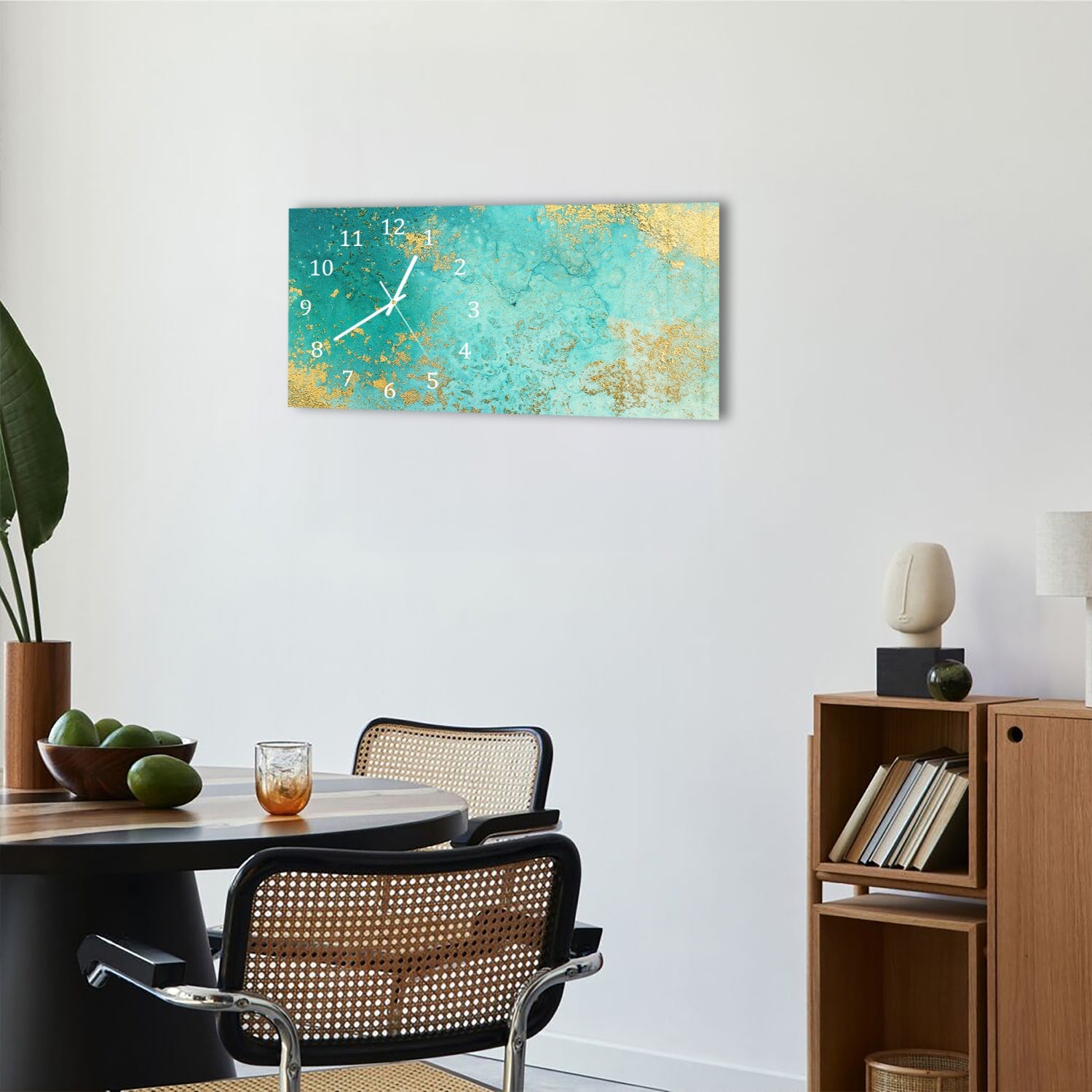 Wanduhr 60x30 - Abstraktes flüssiges Gemälde