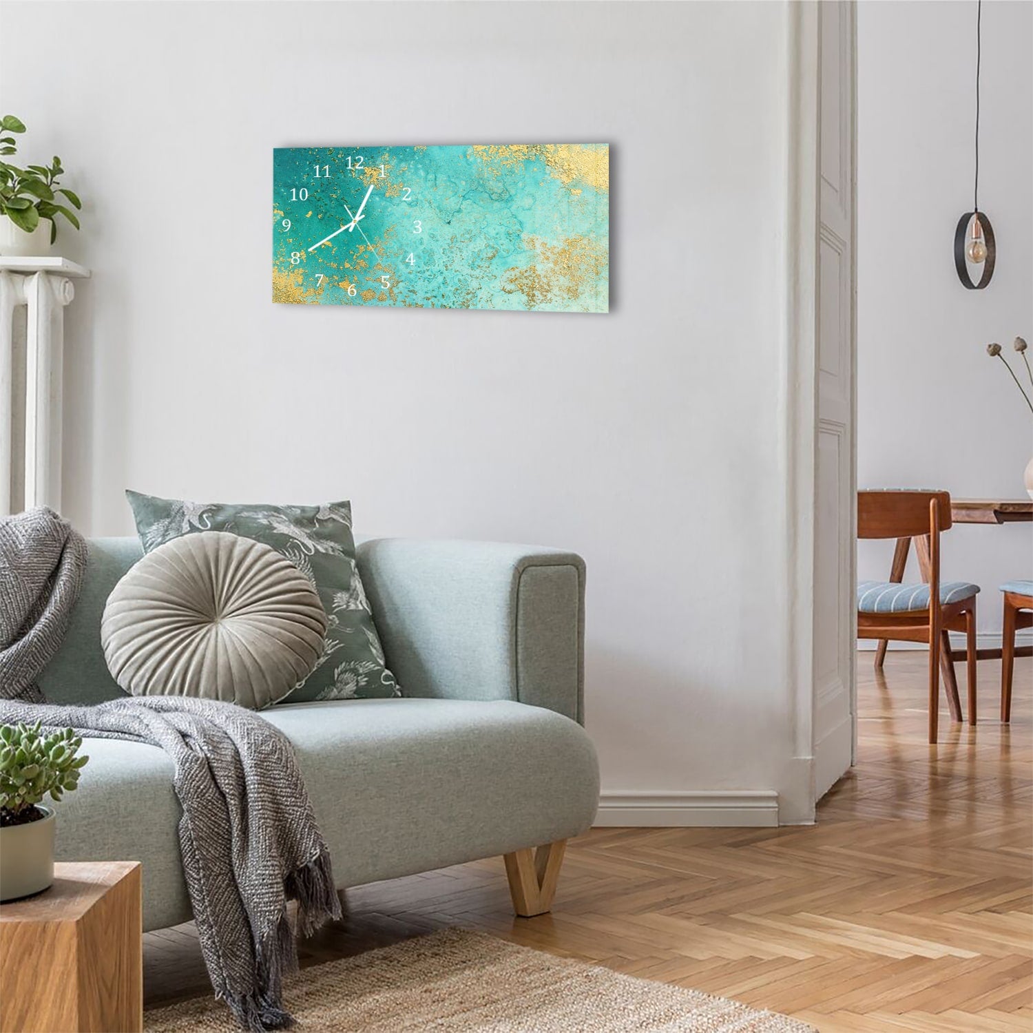 Wanduhr 60x30 - Abstraktes flüssiges Gemälde