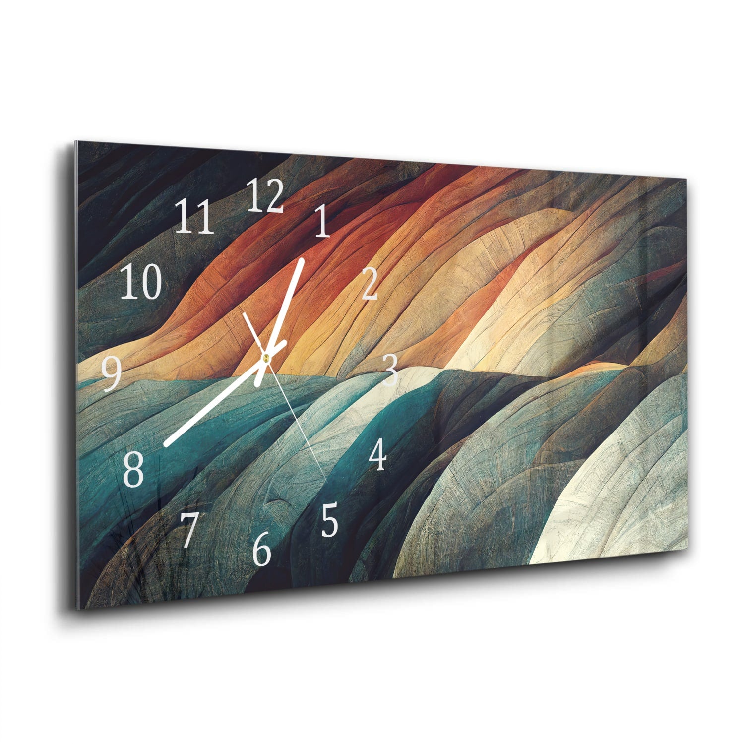 Wanduhr 60x30 - Abstrakte natürliche Wellen