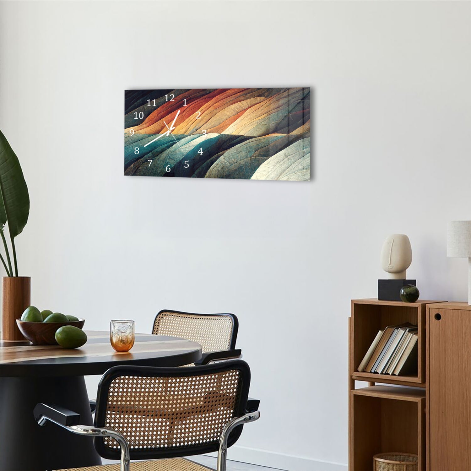 Wanduhr 60x30 - Abstrakte natürliche Wellen