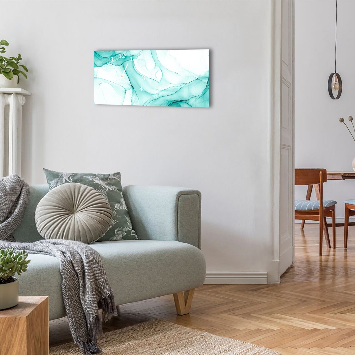 Wanduhr 60x30 - Aqua-Marmor