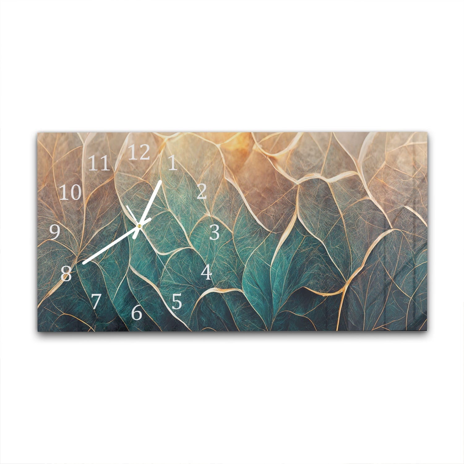 Wanduhr 60x30 - Blau-Gold-Marmormuster