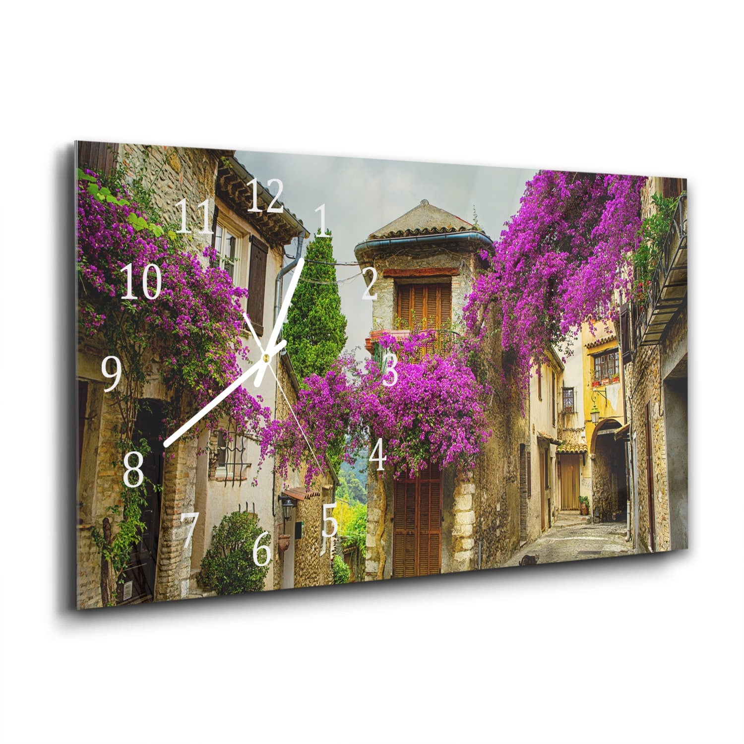 Wanduhr 60x30 - Altes Städtchen in der Provence