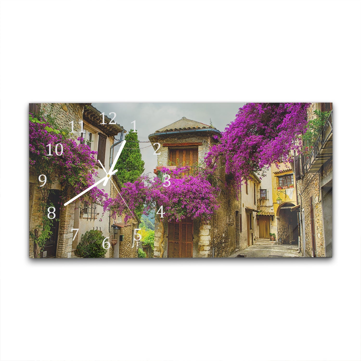 Wanduhr 60x30 - Altes Städtchen in der Provence