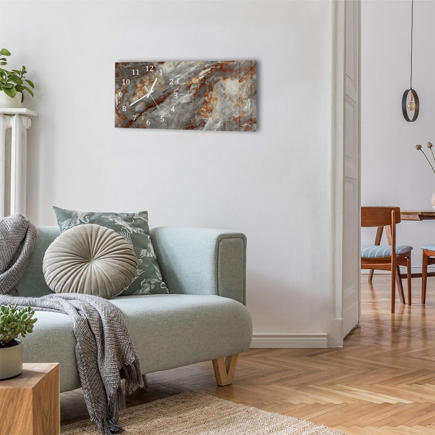 Wanduhr 60x30 - Rostroter Marmor