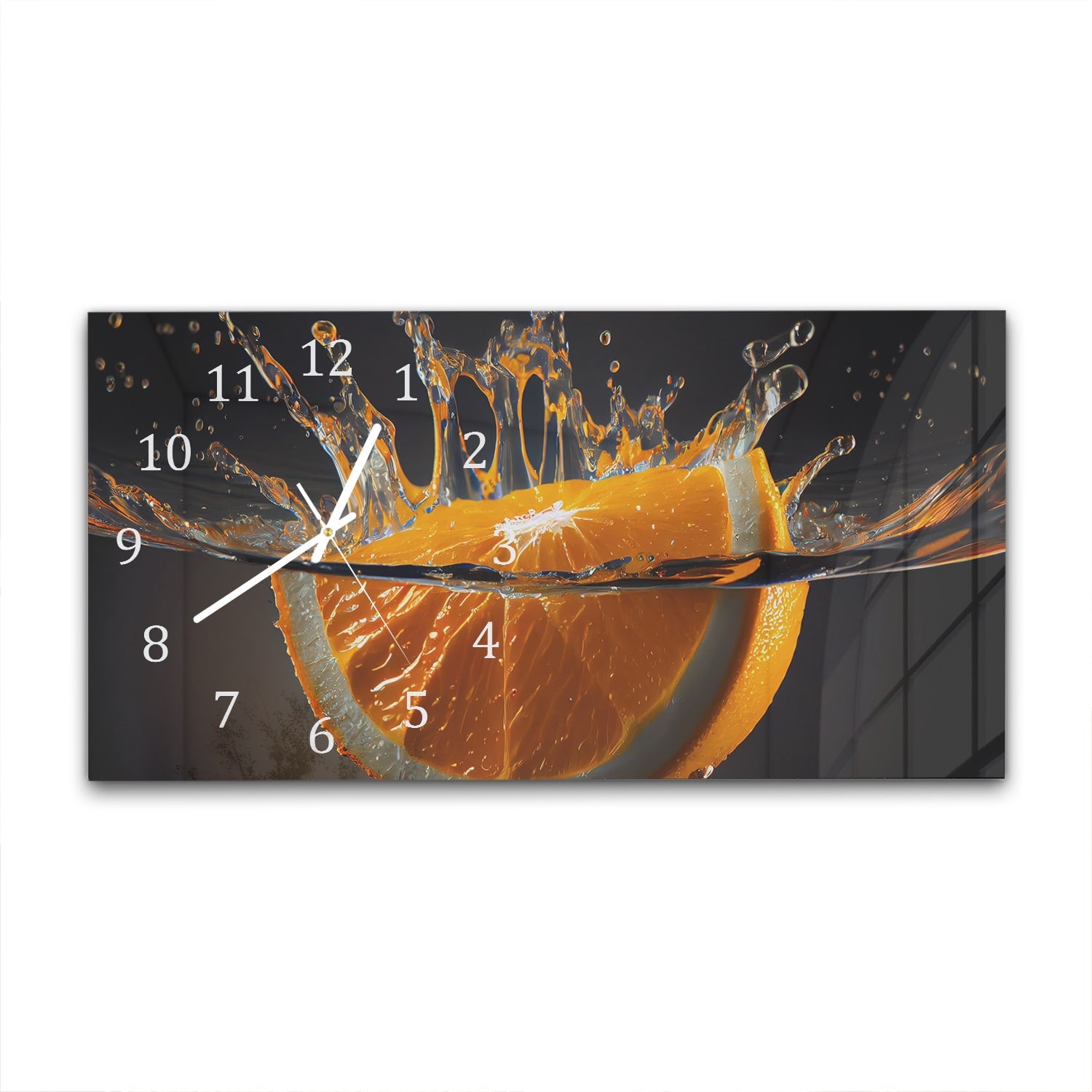Wanduhr 60x30 - Orangen-Splash