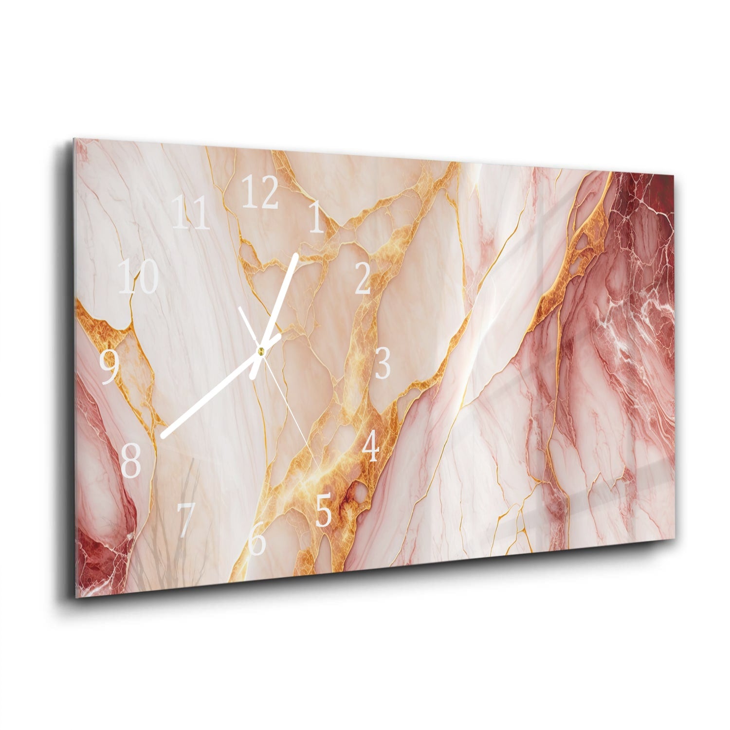 Wanduhr 60x30 - Rot-rosa Marmor