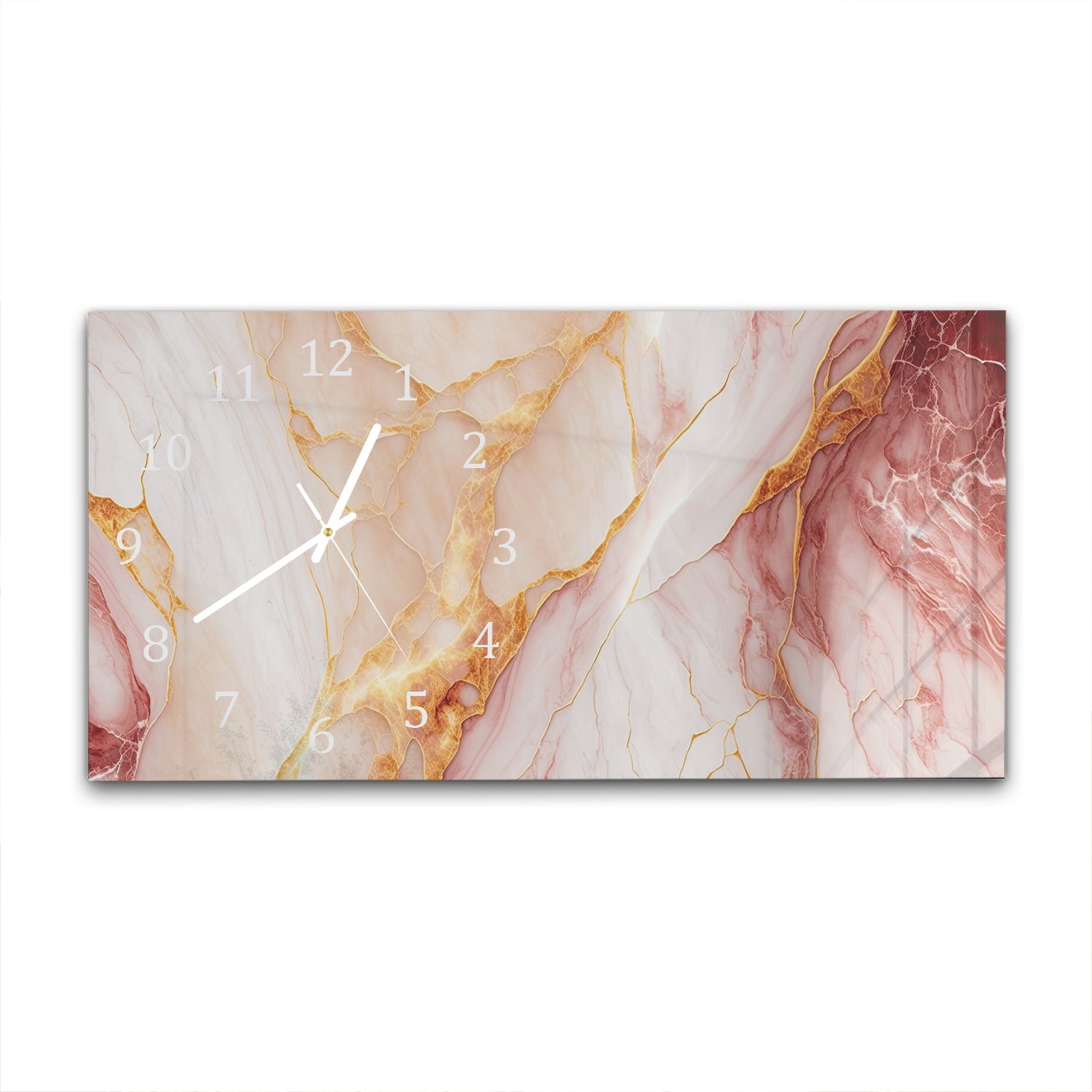 Wanduhr 60x30 - Rot-rosa Marmor