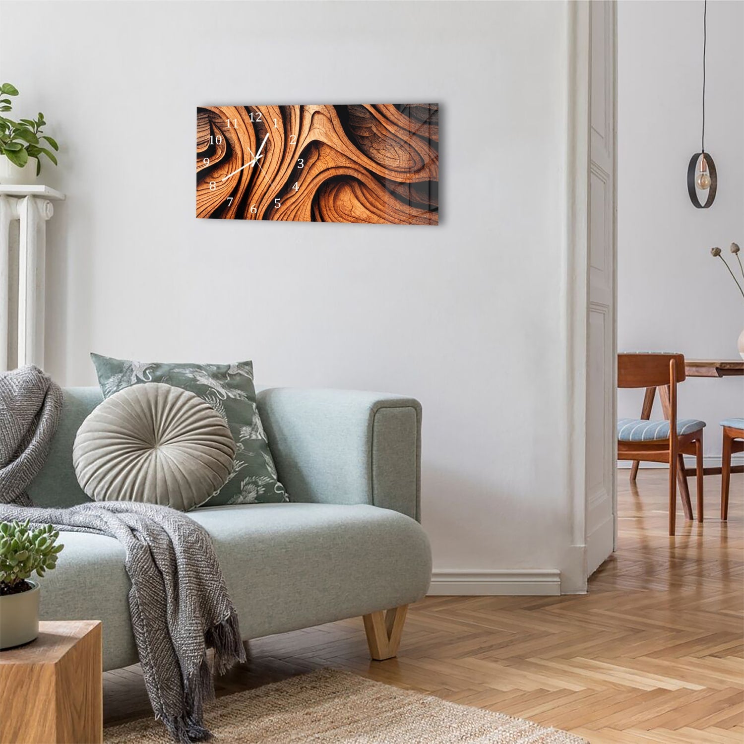 Wanduhr 60x30 - Abstrakte Holztextur