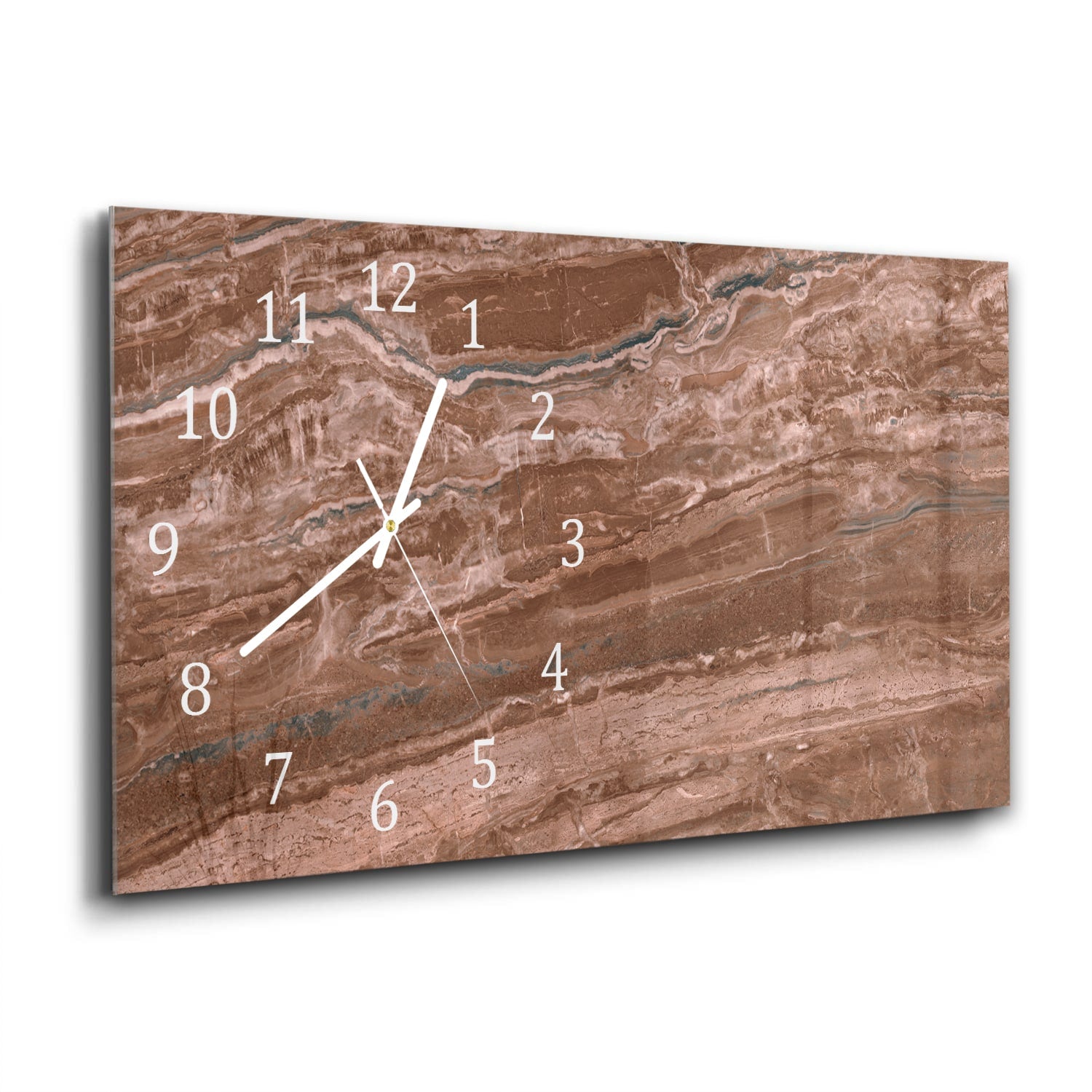 Wanduhr 60x30 - Erdbrauner Marmor