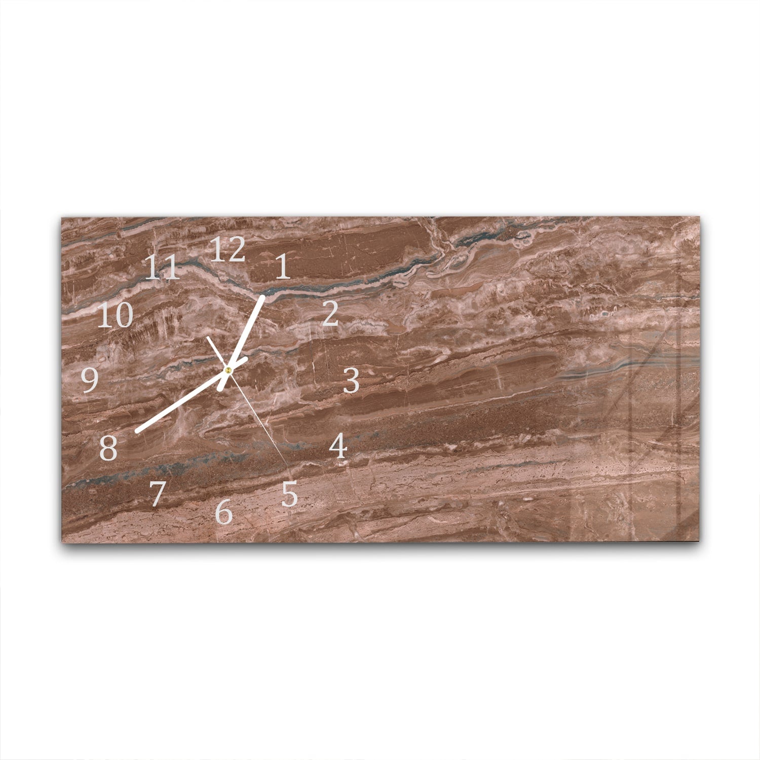 Wanduhr 60x30 - Erdbrauner Marmor