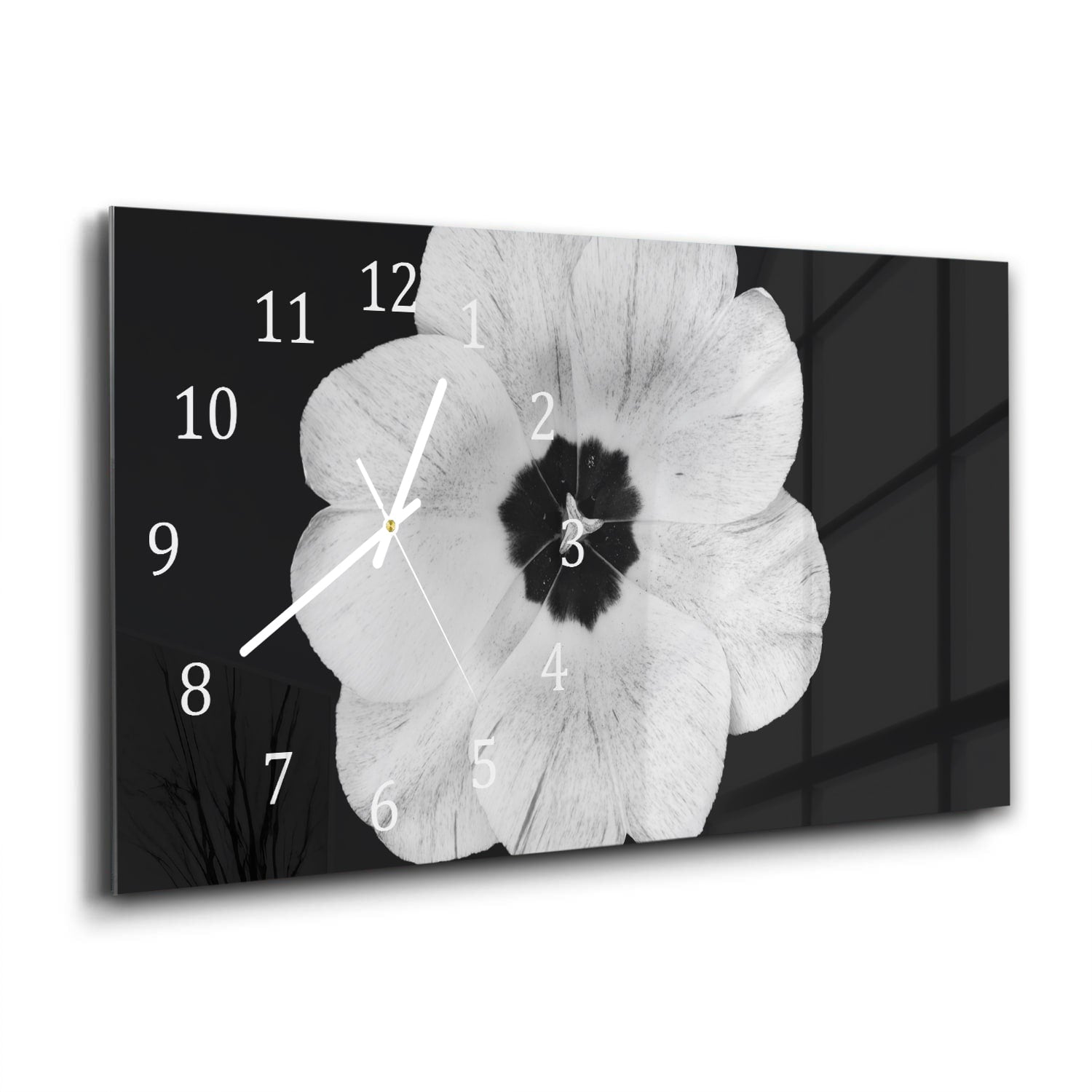 Wanduhr 60x30 - Weiße Tulpe