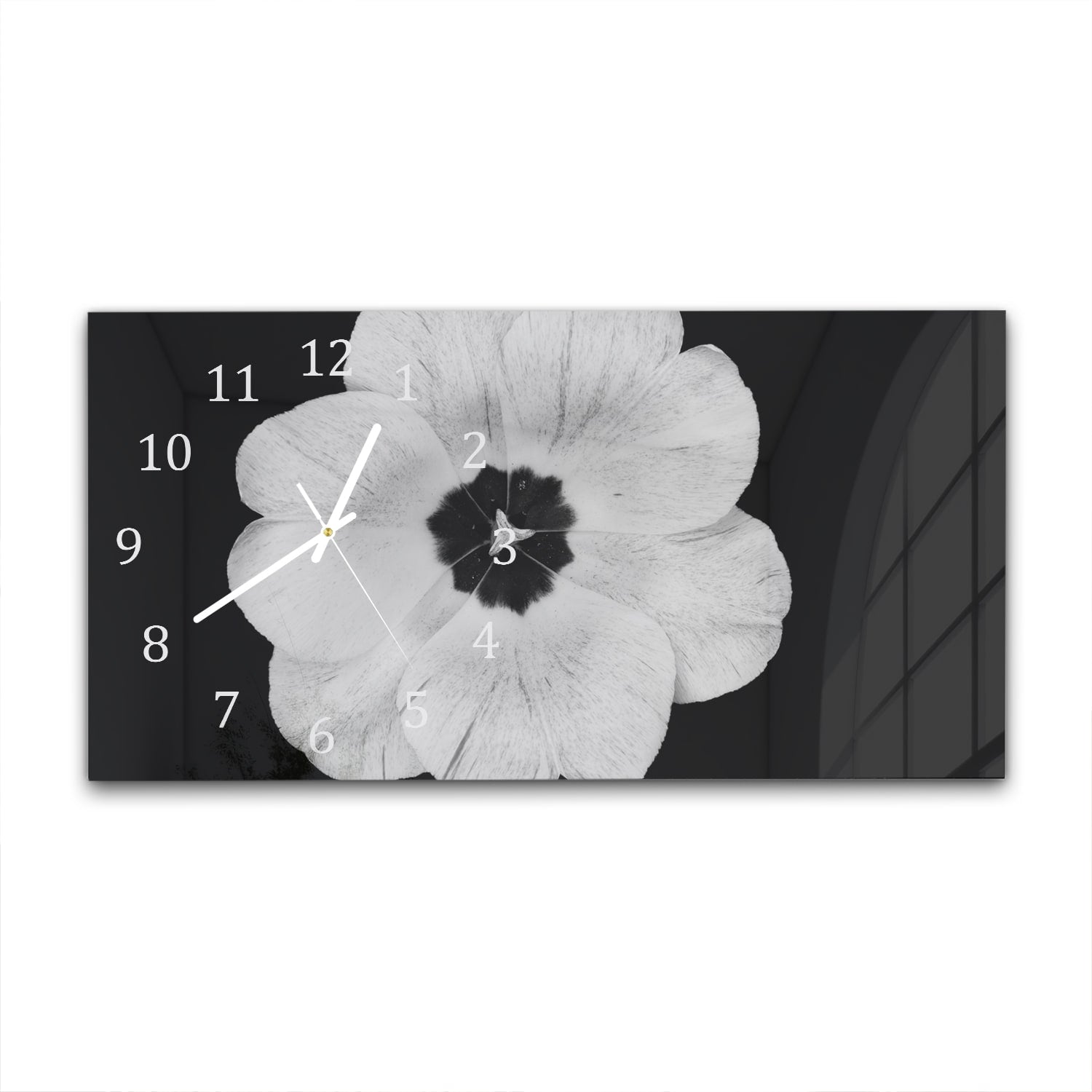 Wanduhr 60x30 - Weiße Tulpe