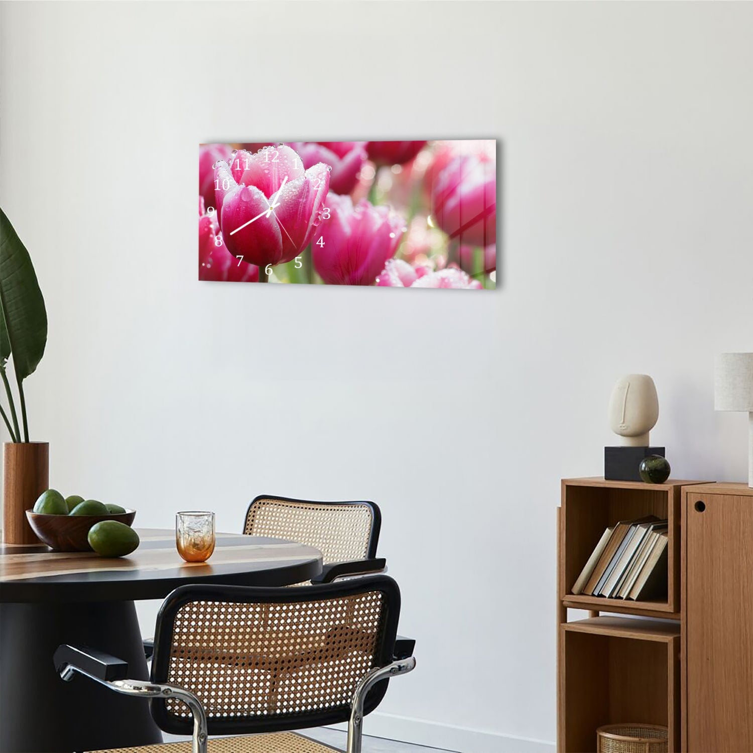Wanduhr 60x30 - Nasse Tulpen