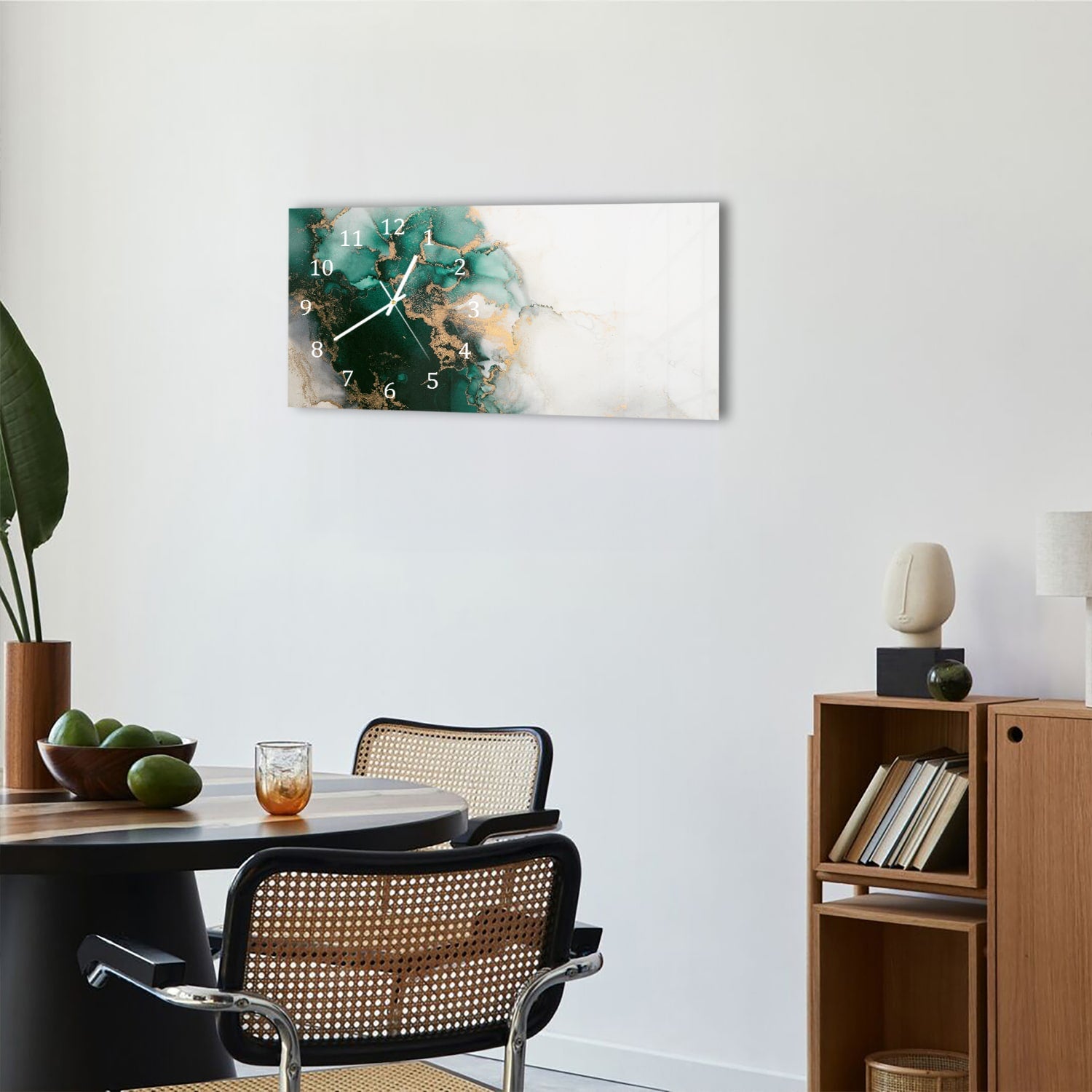 Wanduhr 60x30 - Luxuriöser Grün-Marmor
