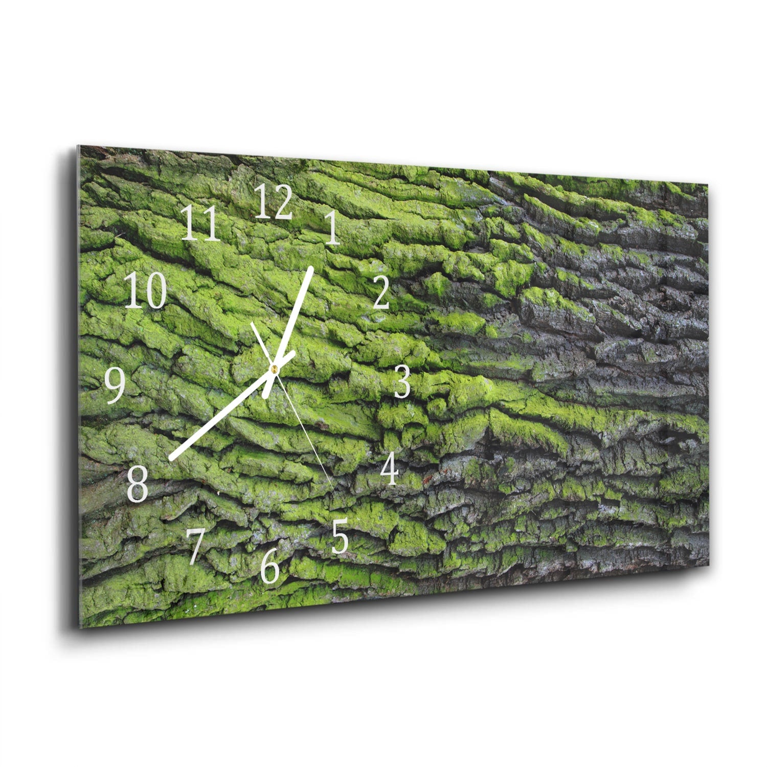 Wanduhr 60x30 - Grüne Rinden-Textur
